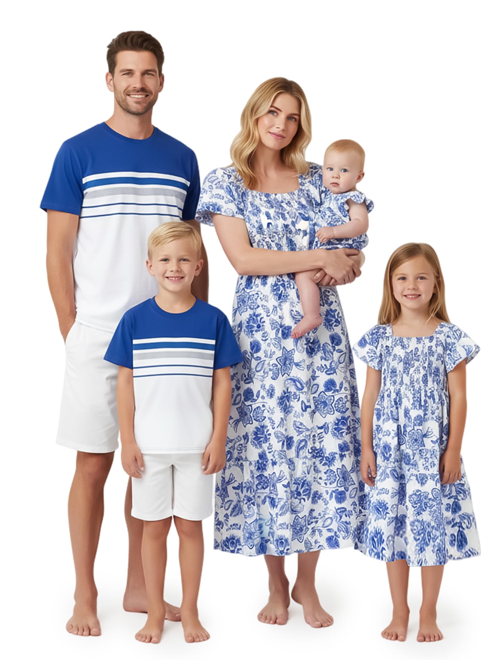 PATPAT Family Matching Outfits Mommy and Me Dresses Floral Dress &amp; T-Shirts | Mommy and Me Easter Dresses, Puff Sleeve Floral Sundress, Cotton Blend T-shirts, Couples Party Wedding Vacation Outfits