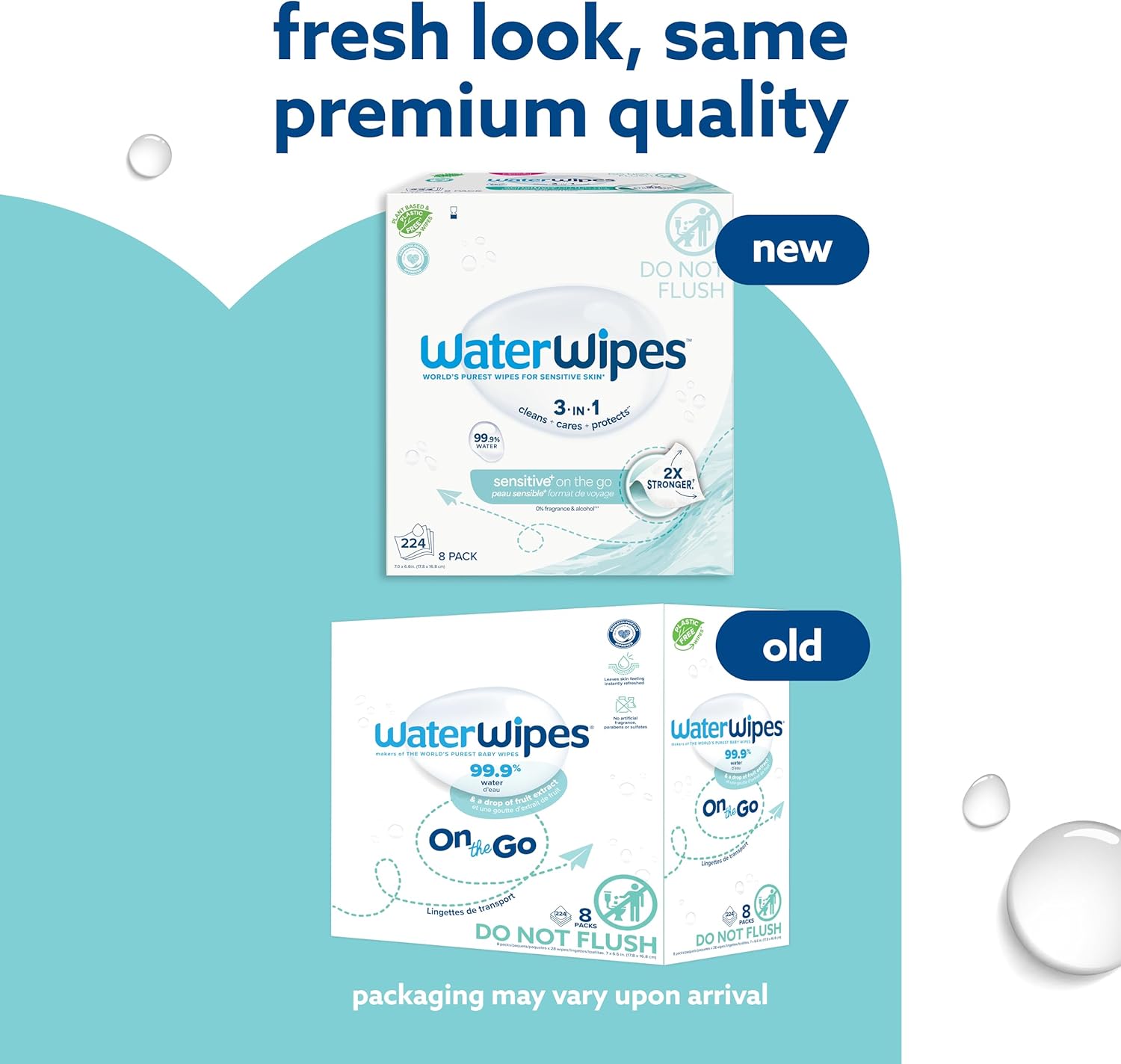 WaterWipes Sensitive+ On The Go Wipes, 3-In-1 Cleans, Cares, Protects, 99.9% Water, Unscented & Hypoallergenic Wet Wipes, 224 Count (8 Packs) 28 Count (Pack of 8) image 3 of 9 B0DG4GZBFX