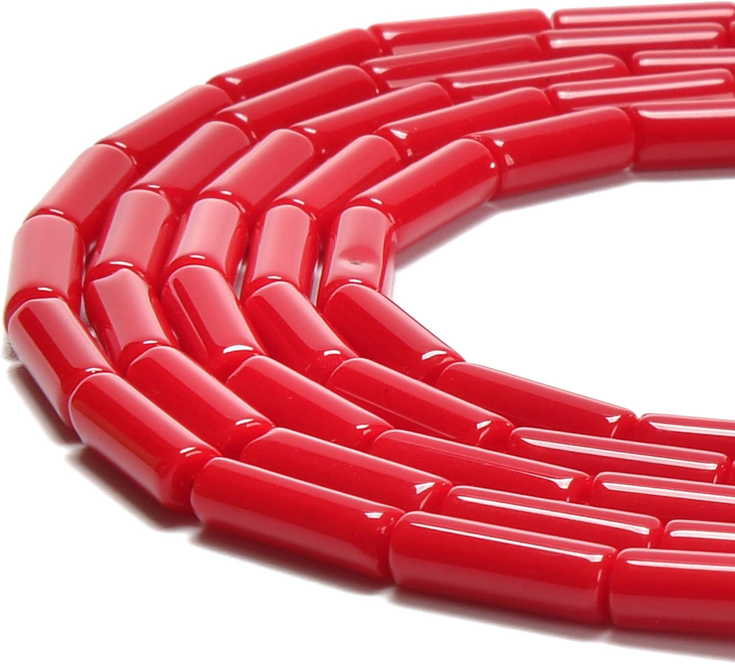 Red Coral Color Dyed Jade Cylinder Tube Beads Size 4x13mm 15.5'' Strand for Jewelry Making