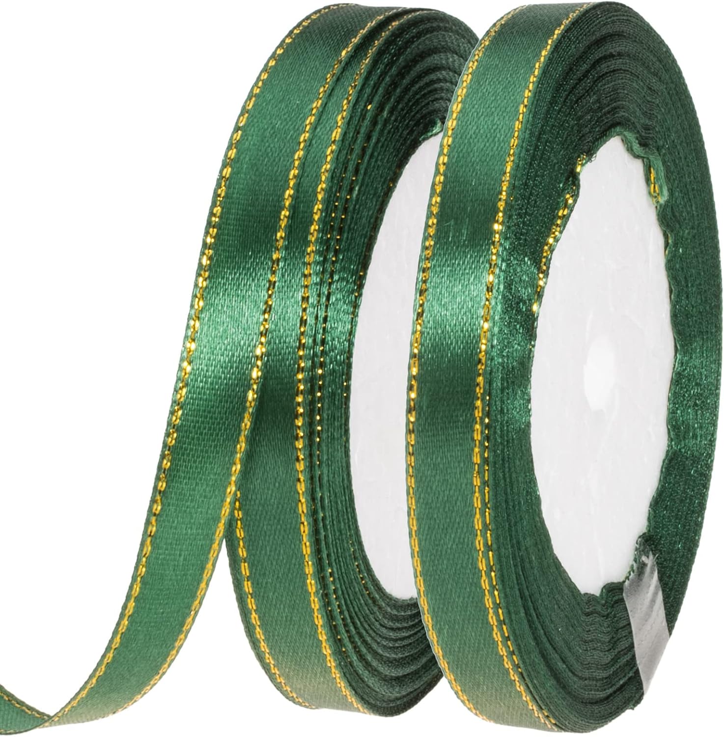 Amazon.com: YASEO 50 Yards 3/8 Inch Dark Green Satin Ribbon with Gold
