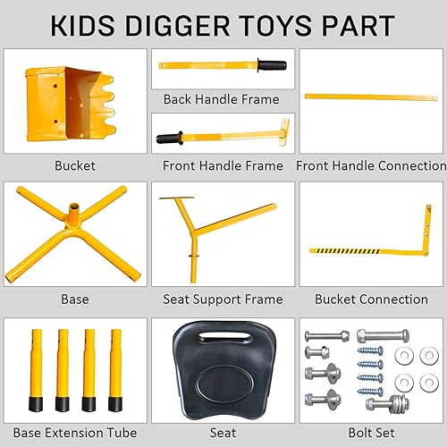 Miniatura 6 de Juguete para excavador de arena, base giratoria de 360, estructura de marco de acero estable y resistente, cubo de metal, excavadora para niños,