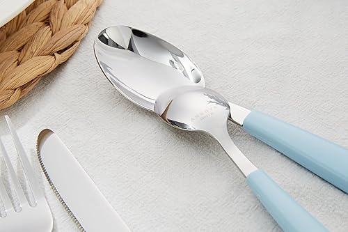 Miniatura 6 de ANNOVA Juego de cubiertos de acero inoxidable con mango colorido, utensilios de cocina, incluye cuchillos, tenedores, cucharas, tenedores de