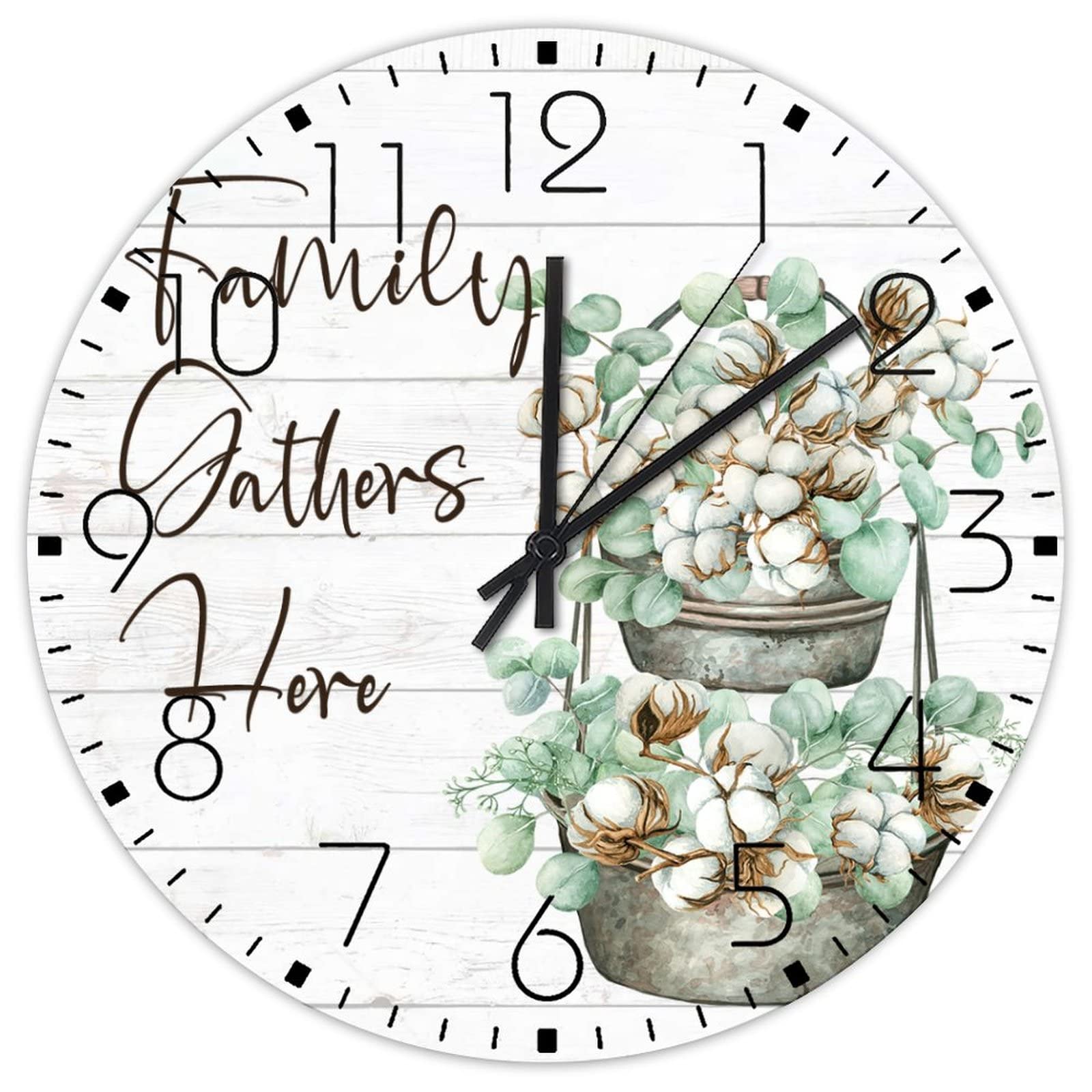 Horloge murale silencieuse aquarelle florale bois pour apaiser la pièce