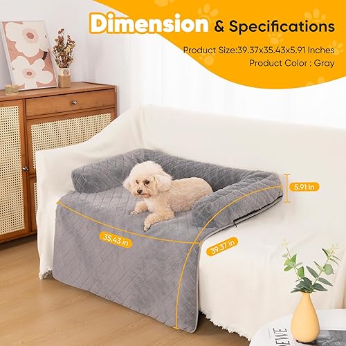 Miniatura 4 de Sofá cama calmante para perros grandes, tapete duradero y esponjoso para perros, tapete para sofá cama con funda extraíble lavable, perfecto para
