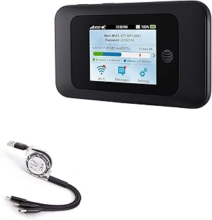BoxWave Cable Compatible with AT&T Velocity 2 Mobile Hotspot - AllCharge miniSync, Retractable, Portable USB Cable - Jet Black