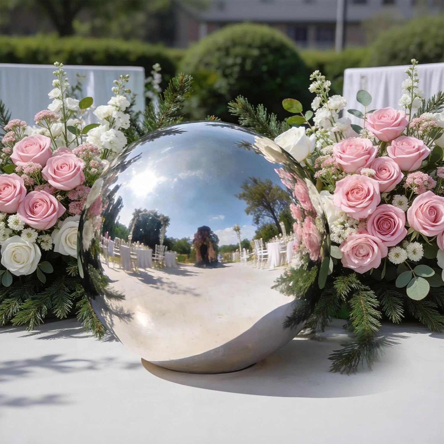 OZIS 40inch Giant Inflatable Mirror Ball for Hanging&Standing PVC Airtight Disco Bubble Balloon For Wedding Event Nightclub Stage Party Decor 1 Piece (Silver)