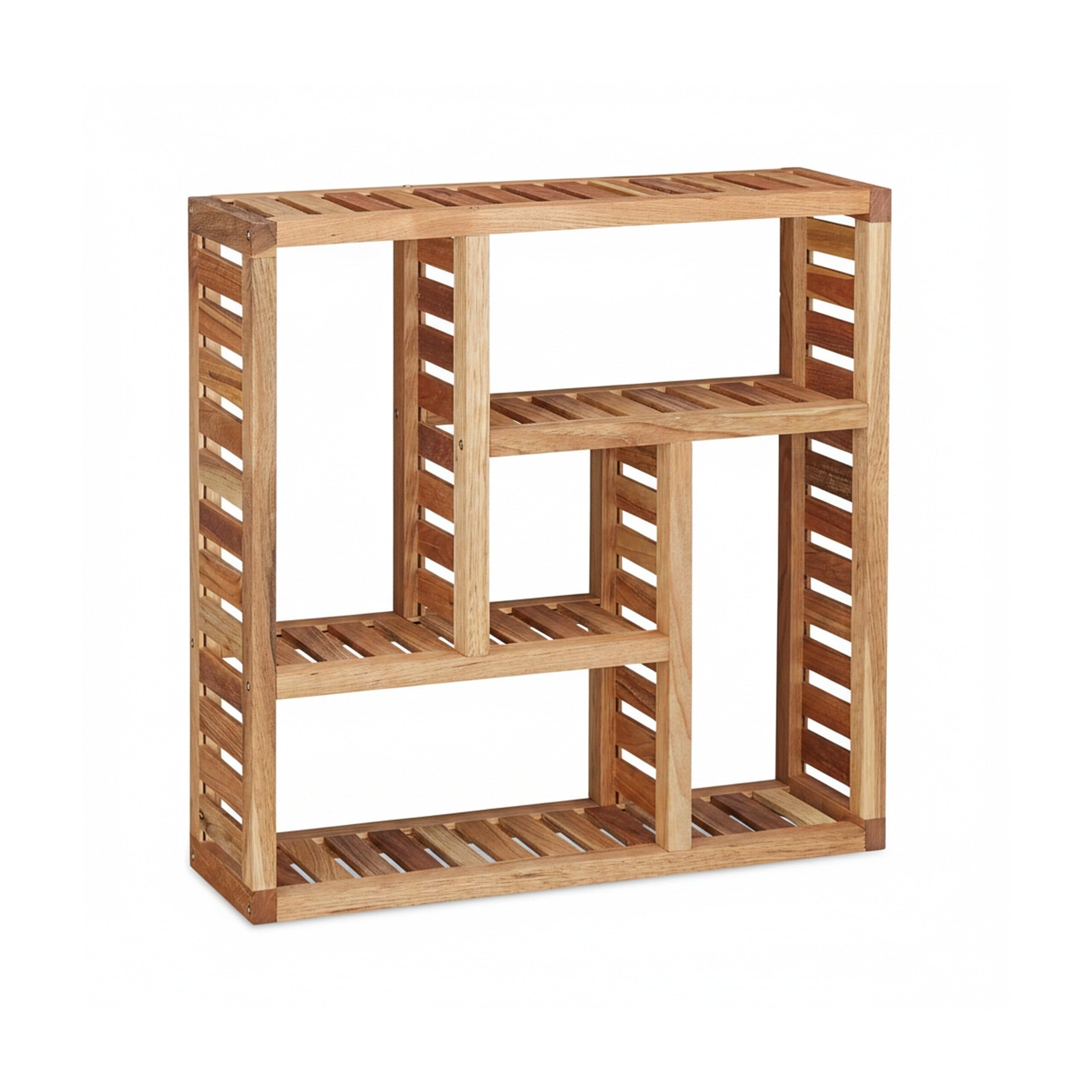 Relaxdays Scaffale Pensile da Parete, da Bagno, 5 Ripiani, in Legno, HxLxP: 50x15x15 cm, Mensola Cucina, Colore Naturale, Marrone, 15x50x50 cm