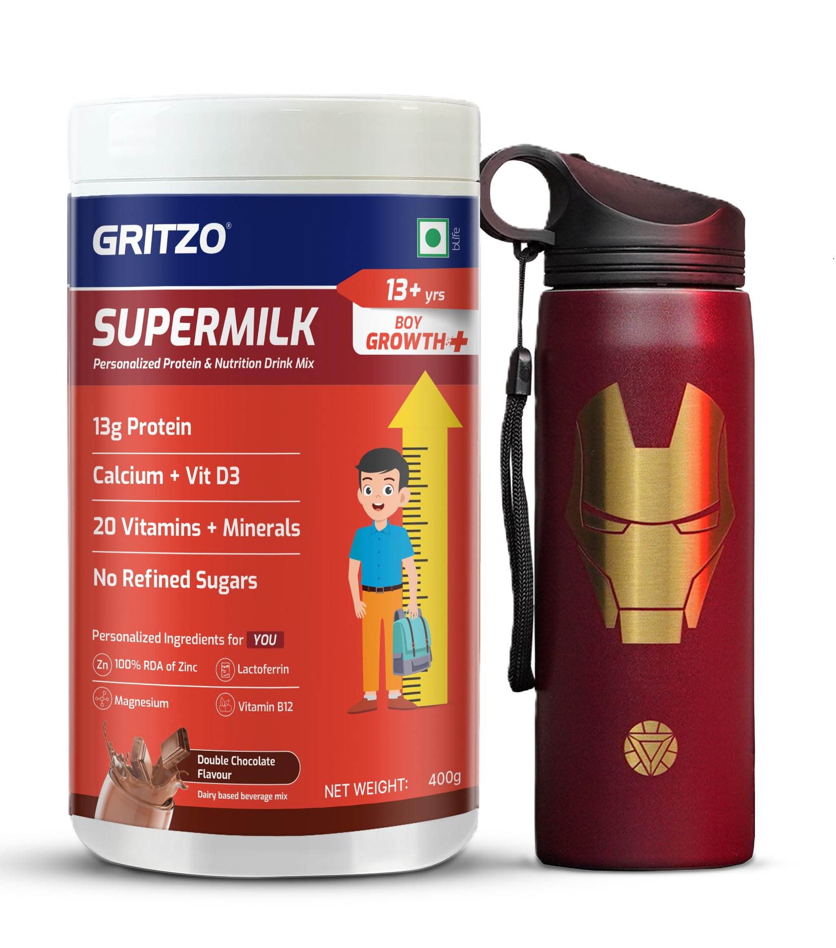 Gritzo SuperMilk Growth+ (13+ Boy), Double Chocolate, 400g — Amazon image 16