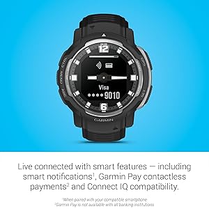 Garmin Instinct Crossover, Rugged Hybrid Smartwatch, Analog Hands and Digital Display, Black