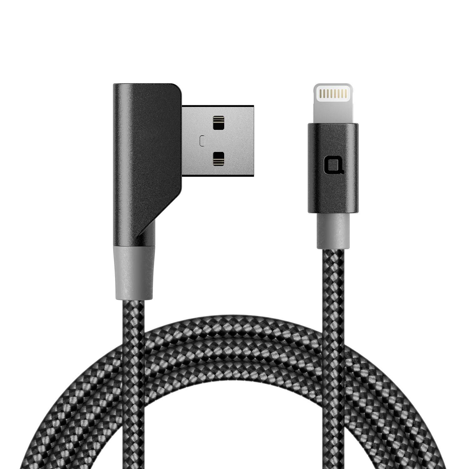 nondaZus Super Duty Charging Cable Carbon Fiber Edition, 4Ft/1.2M, Right Angle, Iphone Charging Cable, Mfi Certified For Iphone X/8/Plus/7/Plus/6/Plus/5S