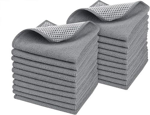 Miniatura 1 de SINLAND - Paños de microfibra, 5 colores surtidos, paños para platos, los mejores paños de cocina, paños de limpieza de poliéster, 30 x 30 cm, gris