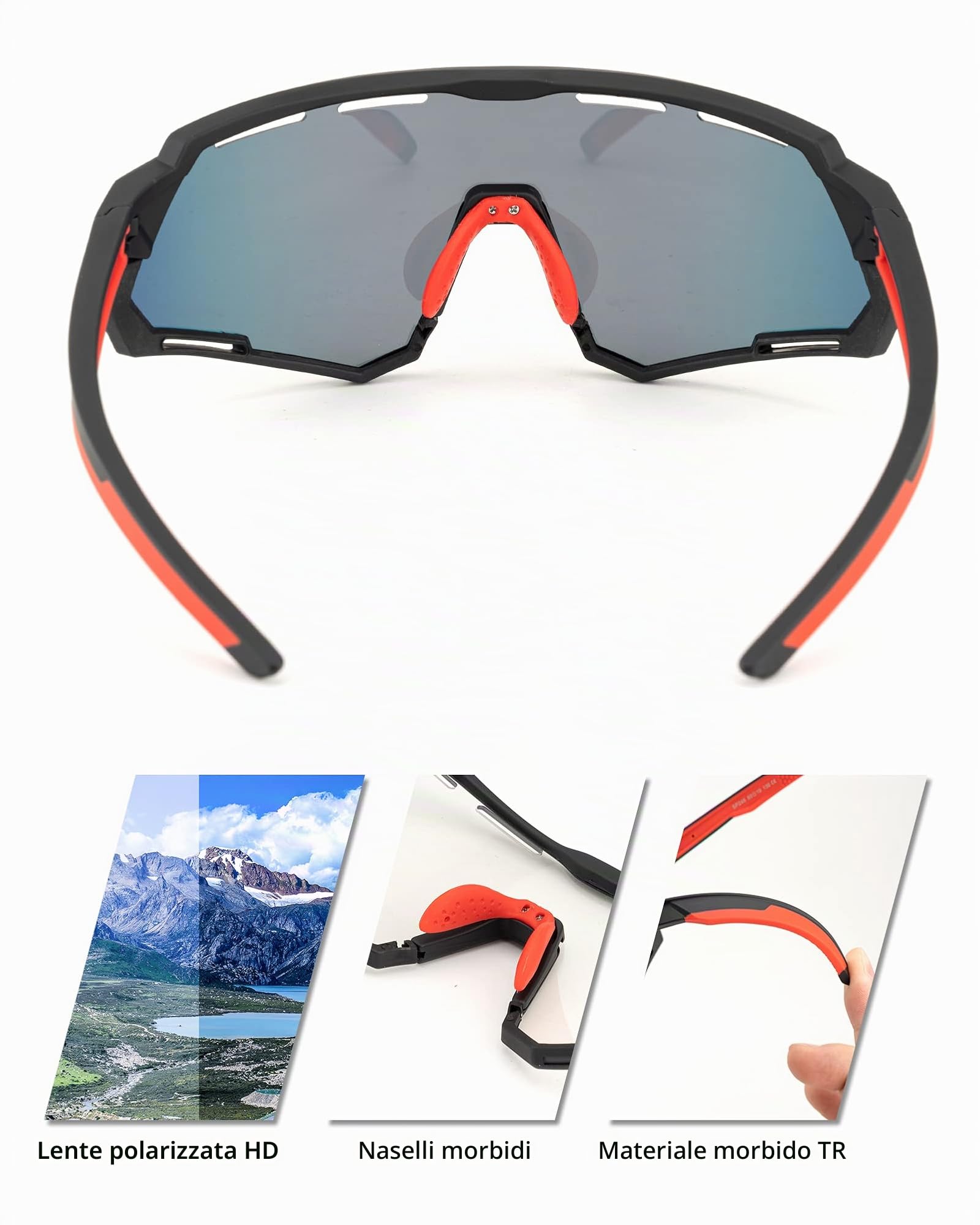 ROCKBROS Occhiali da Sole Ciclismo, Occhiali Sportivi Multifunzionali, Lenti Intercmbiabili Polarizzate & Fotocromatiche, Uomo Donna, Adatto per Bici, MTB, Corsa, Pesca