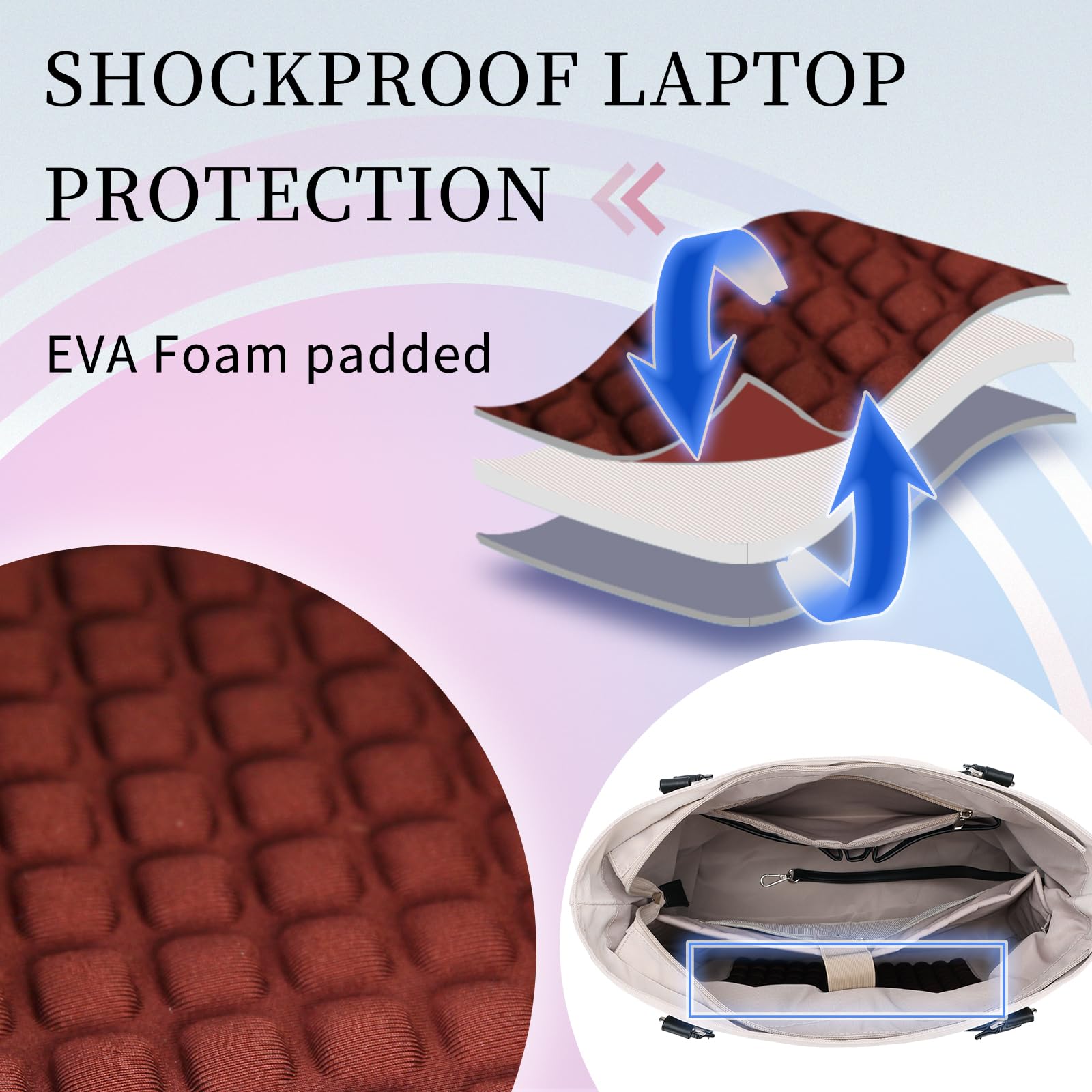 VX VONXURY Bolso Mujer Grande Bolso Tote Mujer para Portátil 15.6 Pulgadas Bolso Portatil Mujer para Trabajo Compras Universidad
