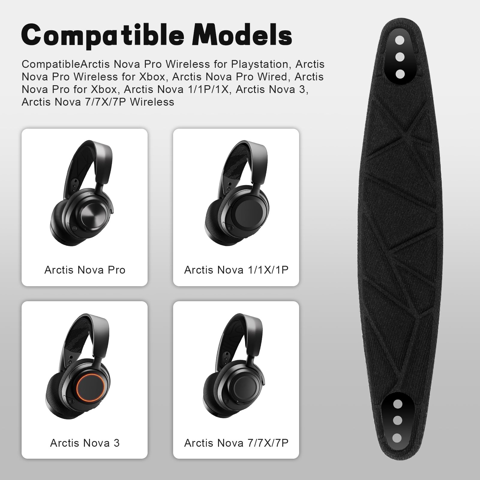 SteelSeries Arctis Nova Pro Wireless+パッド Arctis Nova Pro Headband, Replacement Arctis Nova 7 Head Band Head