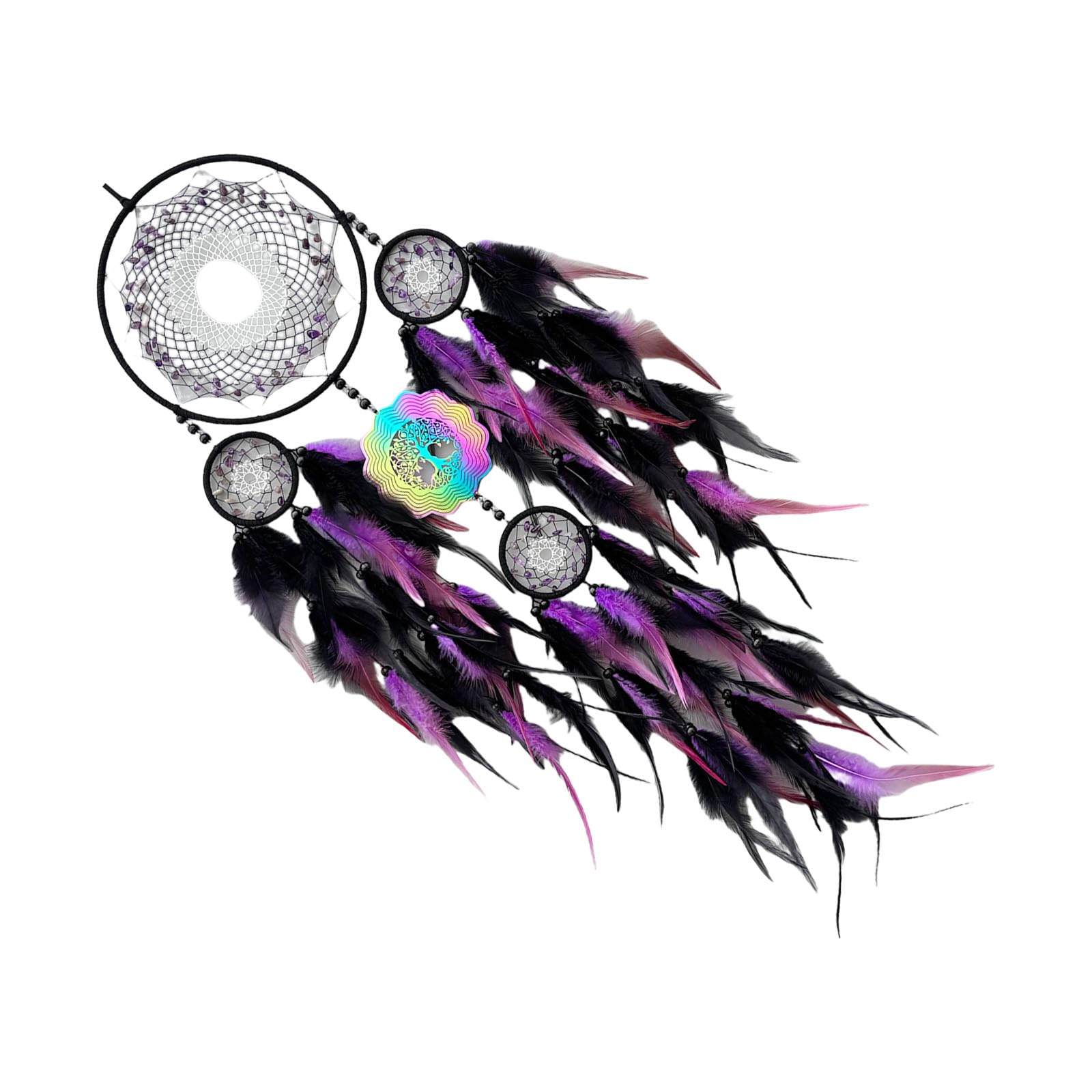Carotoe Purple Wall Hanging Ornament Rotating 3D Windchime Home Decoration Dream Catches Windchime Metal