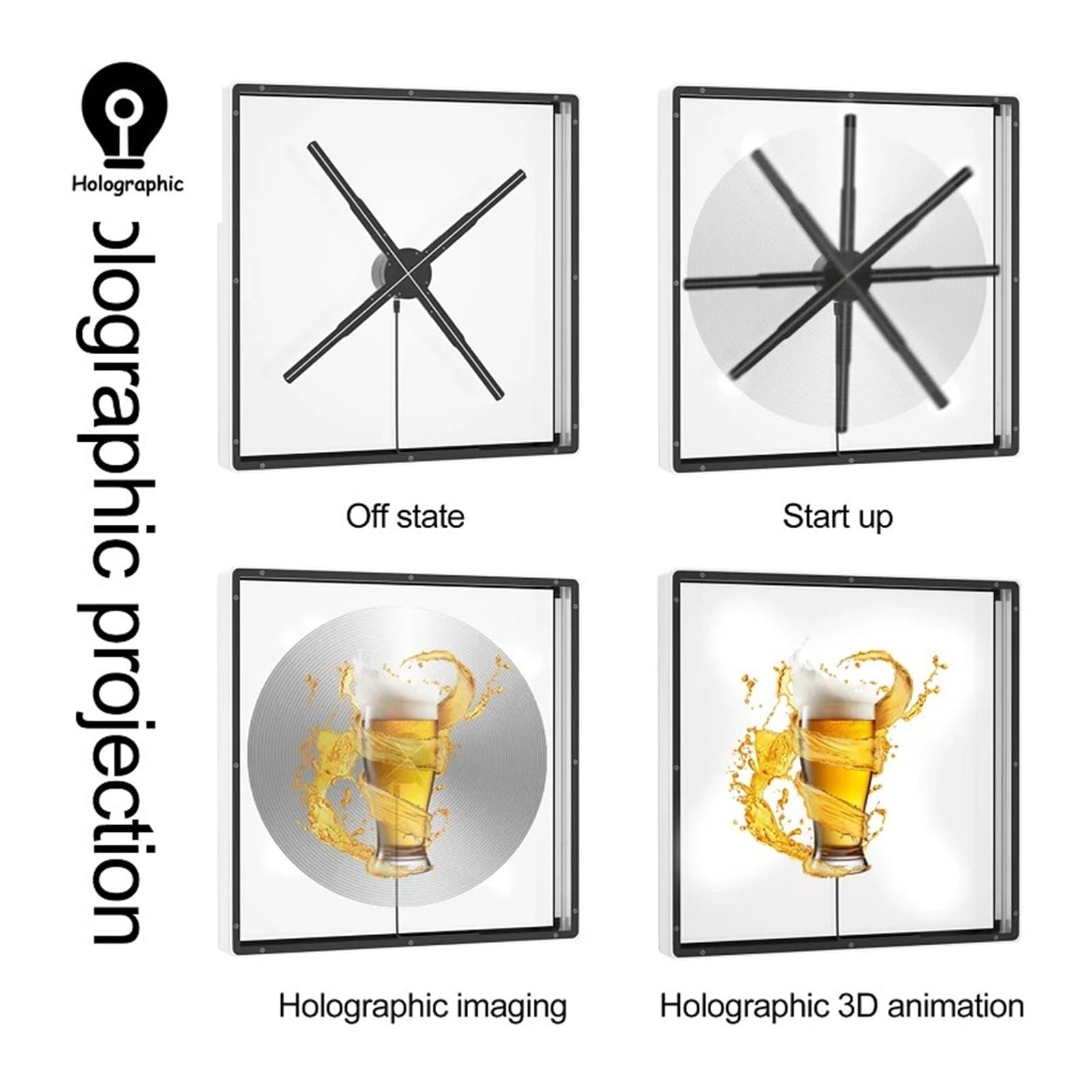 Wentylator z hologramem 3D, 50cm wentylator 3D projektor z hologramem Wifi znak Led lampa holograficzna odtwarzacz zdalny wyświetlacz reklamowy