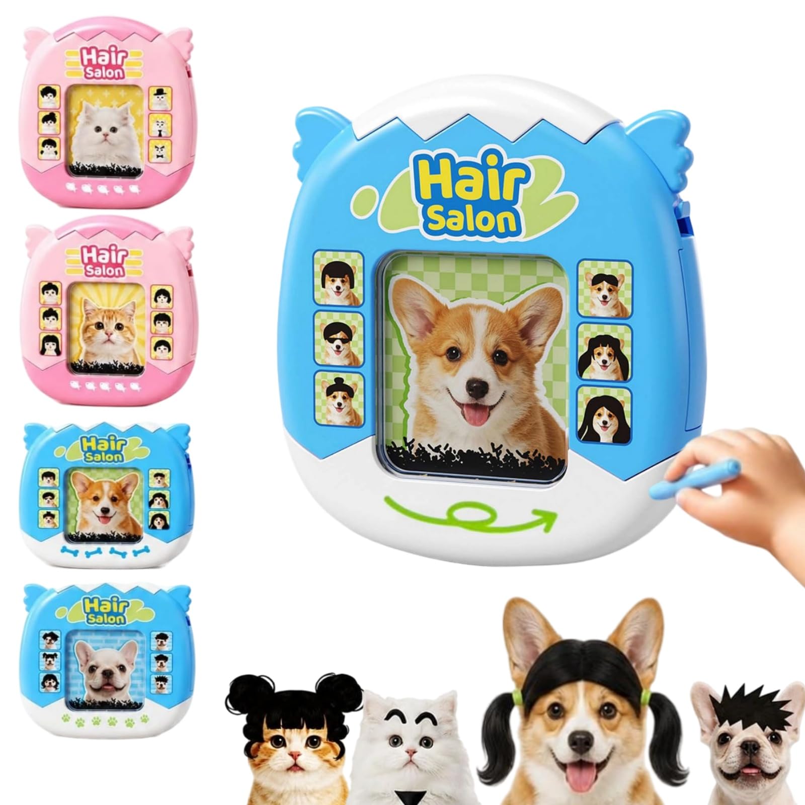 Cat Magnetic Drawing Board, 2-in-1 DIY Hairstyle Toy with Stylus Pen (Corgi)