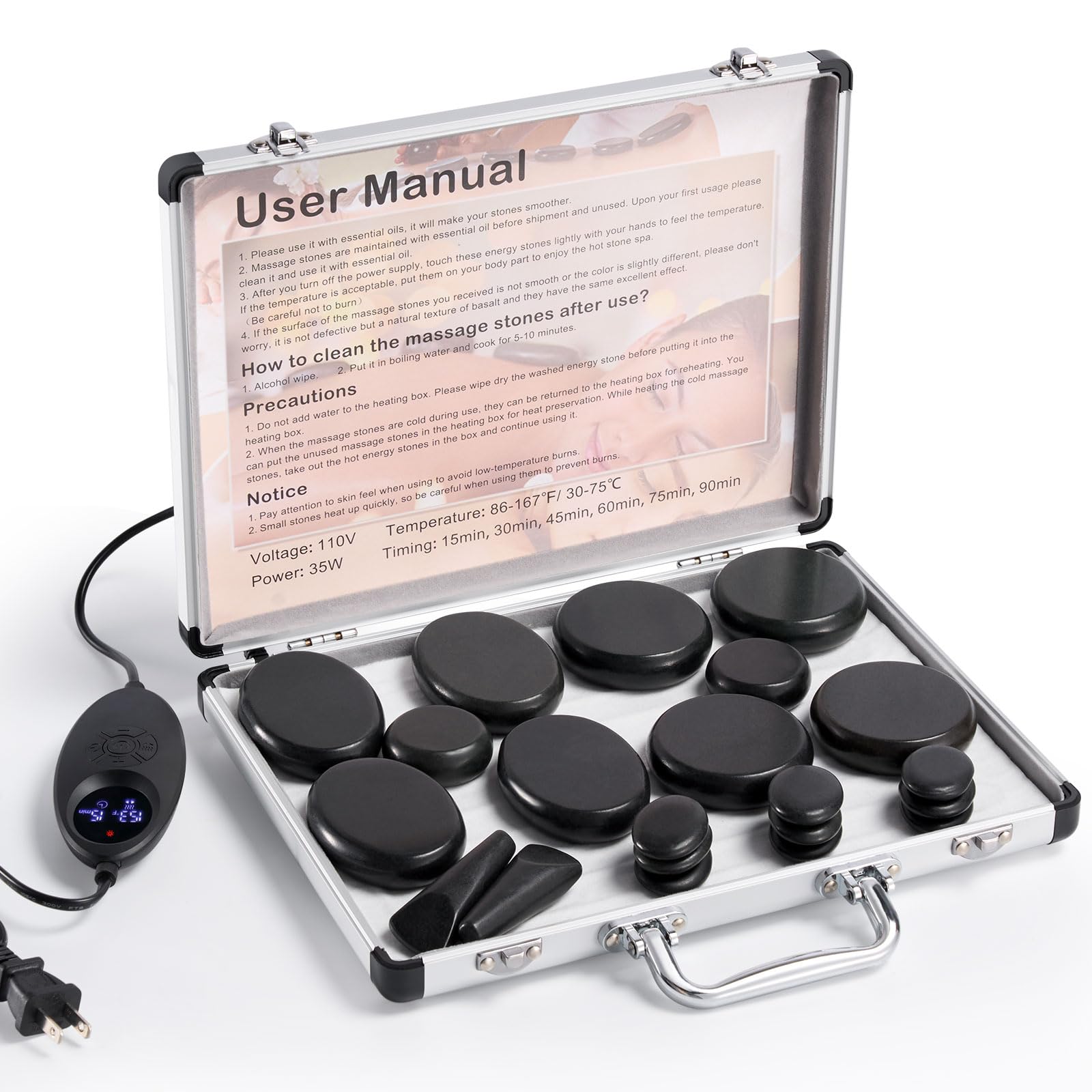 Professional Stone Massage Kit With Heater Natural Volcanic Basalt Stones For Muscle Pain Relf Home Spa Therapy 251204 From 42,46 € | DHgate