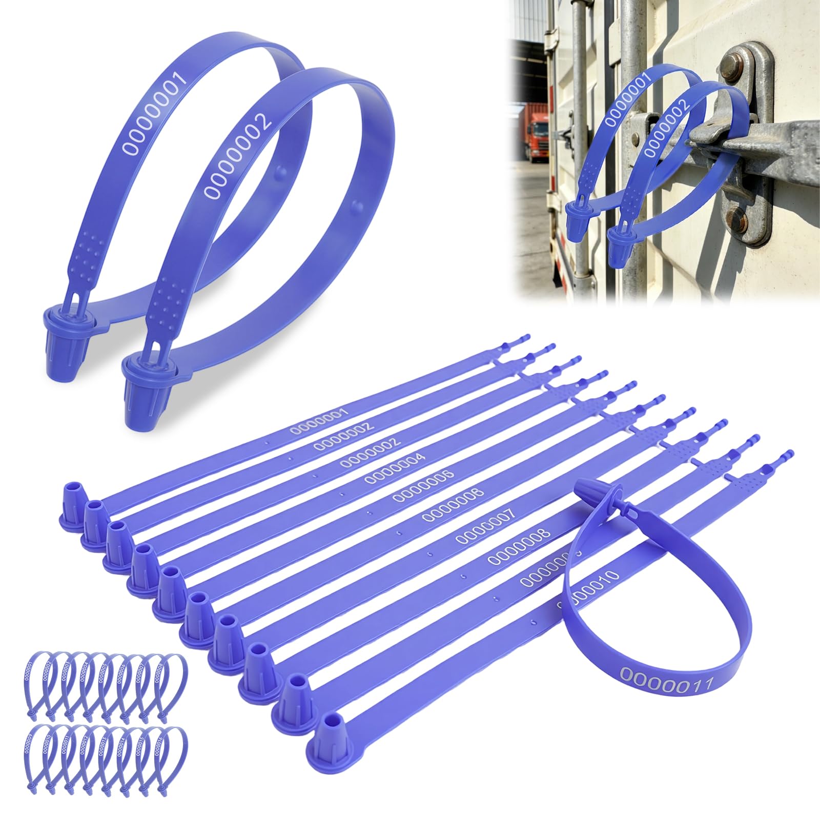 1000 Pcs Plastic Truck Trailer Door Seals, Tamper Evident Security Seals, Numbered Safety Disposable Tags for Container, Trailer, Warehouse, Blue