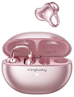Kinglucky Upgraded Clip-On Earbuds Comfortable fit & Crystal-Clear Sound, 50H Playtime Open Ear Buds Bluetooth 5.4 Wireless Headphones for Women Ideal for Small Ears,Sports,Workouts,Glasses Rose Gold - Amazon product rated Grade C