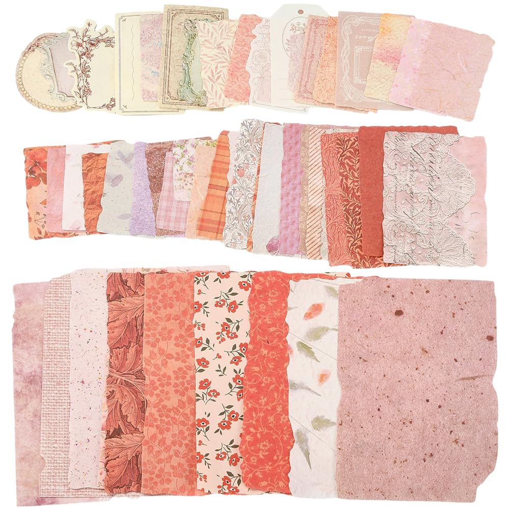 SOFPLATE 50 Styles 100 Sheets Scrapbook Collage Paper Collage Paper Packs Bulk Pink Spring Flower European Aesthetic Paper Sheets for Junk Journal Ephemera Photo Album Decorations DIY Crafts Supplies