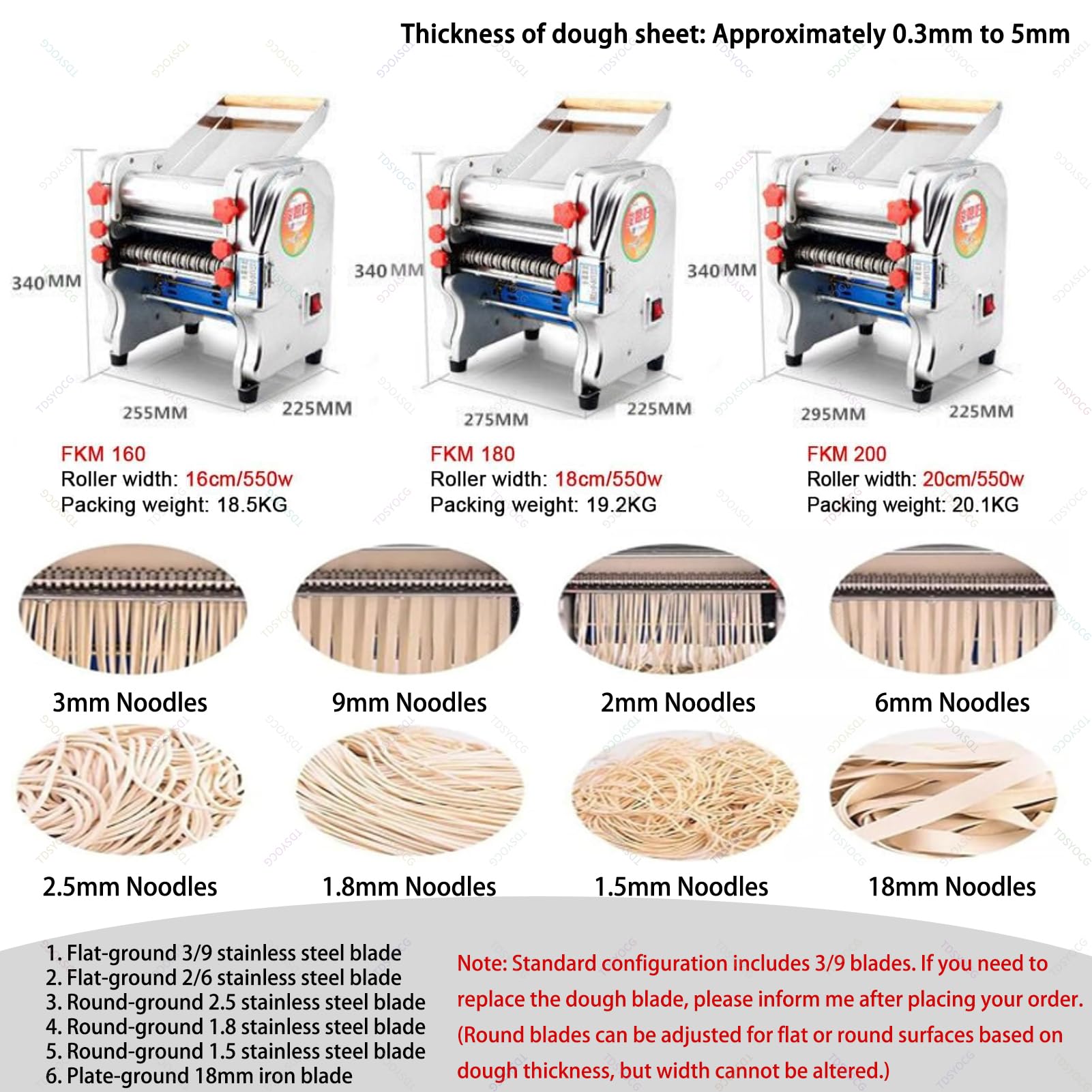 Tirapasta Elettrico Professionale Commerciale, Elettrica Macchina Per Pasta Fresca Sfogliatrice In Acciaio Inox, Macchina per Fare Pasta Larga e Sottile, Ideale per Pizza, Pane e Pasta Sfoglia
