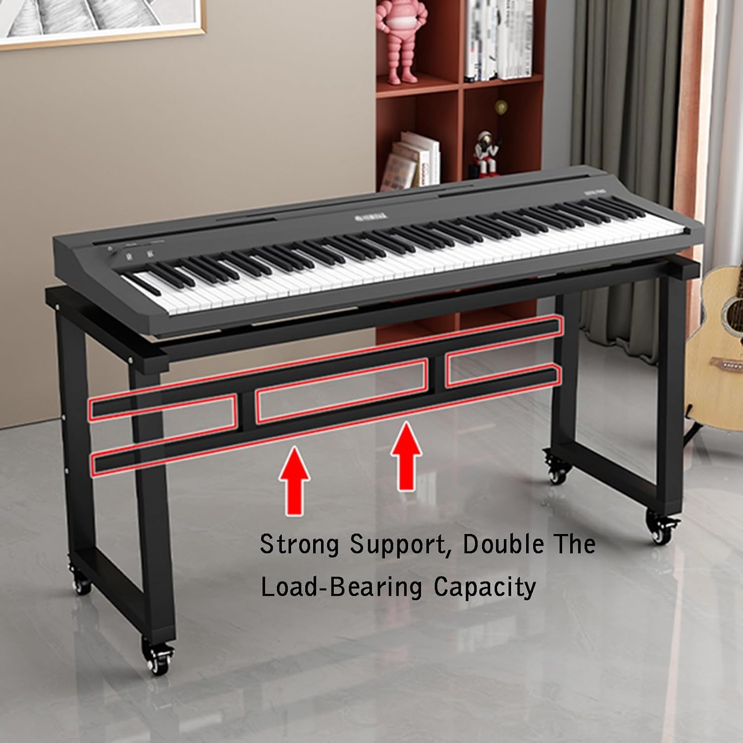 Heavy Duty Keyboard Stand,Professional Electric Piano Keyboard H Brace ，Universal Wheel Bracket, Easy to Move for Adult/Youth Musicians(Style 2,120x40x71cm), 85235