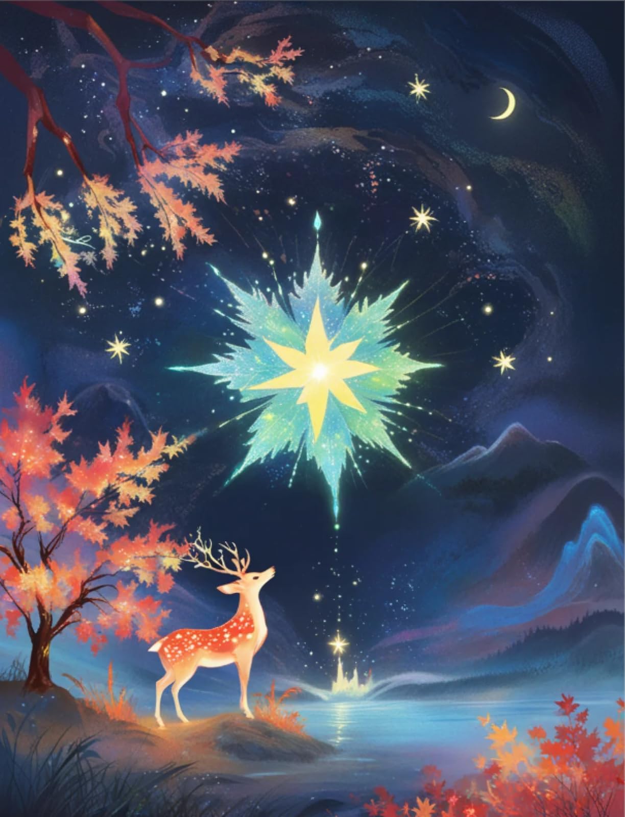 Stithej Stamped Cross Stitch Kit Dream Deer for Adult Beginner