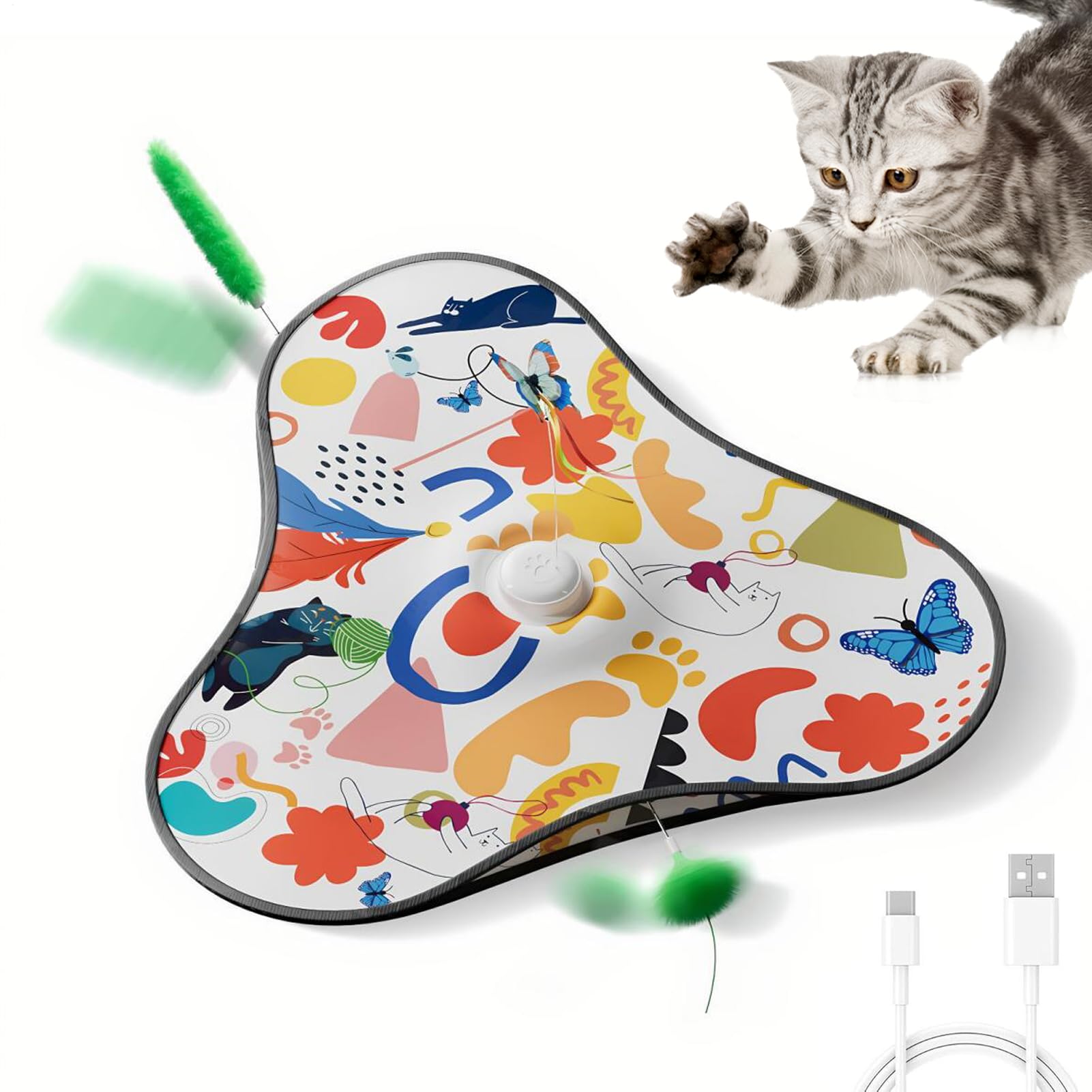 Jouet Interactif pour Chat Silencieux avec Leurres Mobiles Cachés pour