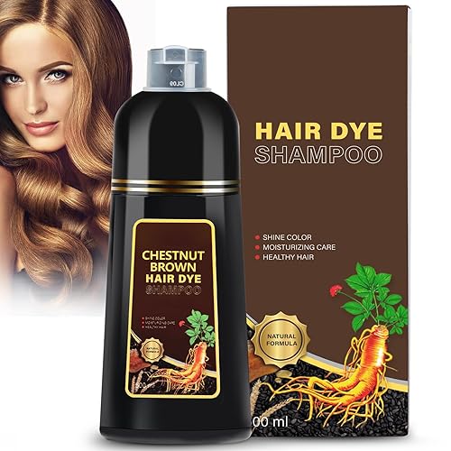 Sminktec Champú de tinte para el cabello castaño 3 en 1, champú a base de hierbas, tinte para el cabello para mujeres y hombres, champú de cobertura