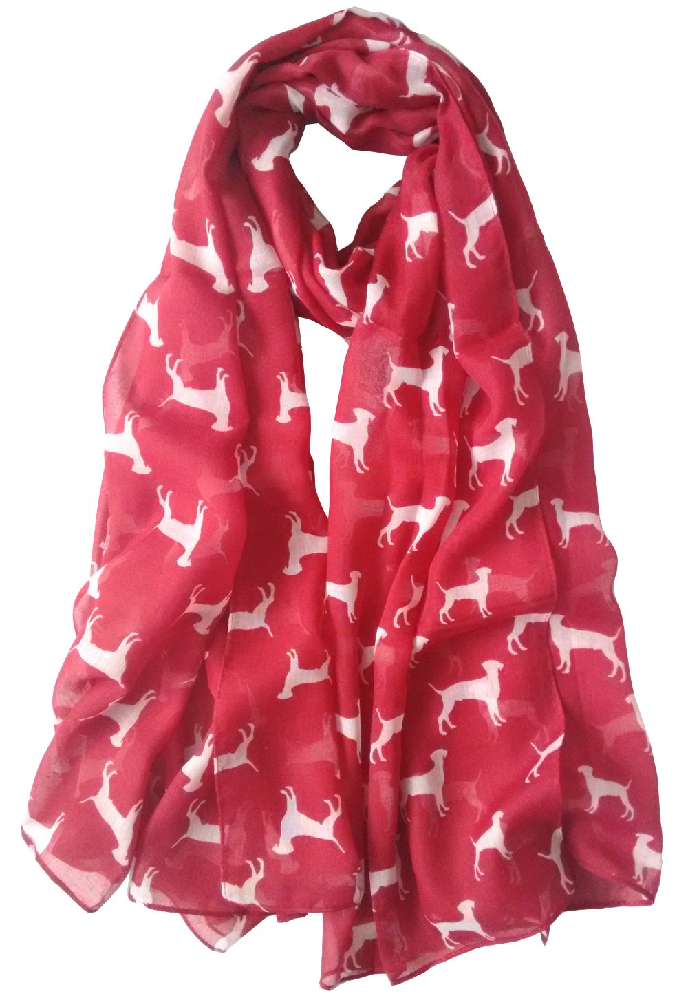 Glamlondon Women's Red Labrador Dog Scarf Fashion Scarves (Red)