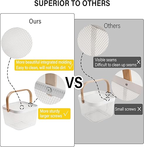 Miniatura 3 de Cesta de cosecha de acero de malla metálica, cesta de jardín cuadrada de alambre con asa, organizador de almacenamiento multifuncional para recoger