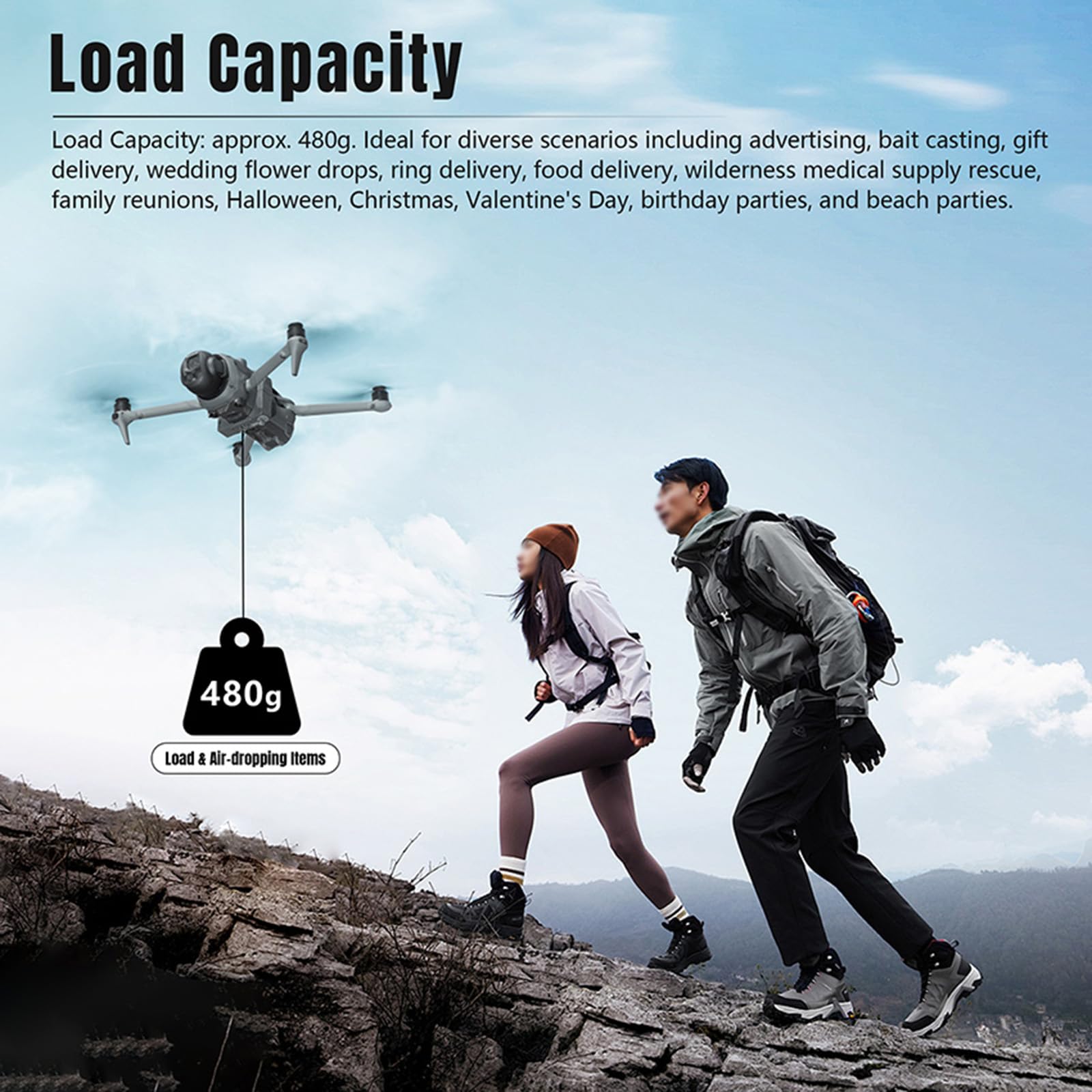 Drone Airdrop Système pour lanceur photosensible DJI Mavic 4 Pro avec vis mâles 1/4 Support d'extension Transport Livraison Libération de charge utile Dispositif de chute d'air