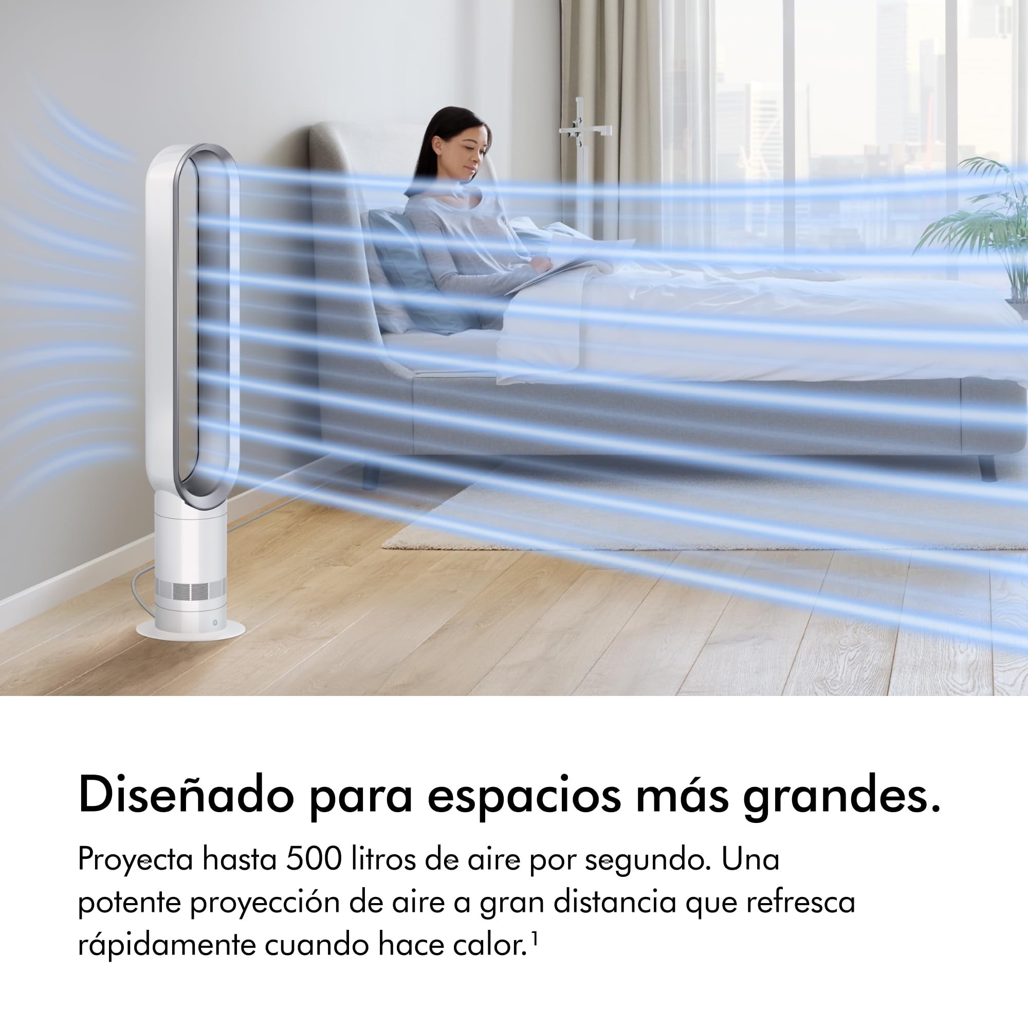 Dyson Cool™ AM07 Ventilador de Torre Sin Aspas – Refrigeración Potente con Air Multiplier™ para Espacios Grandes, Funcionamiento Silencioso, 10 Velocidades, Oscilación de 70°, Control Remoto