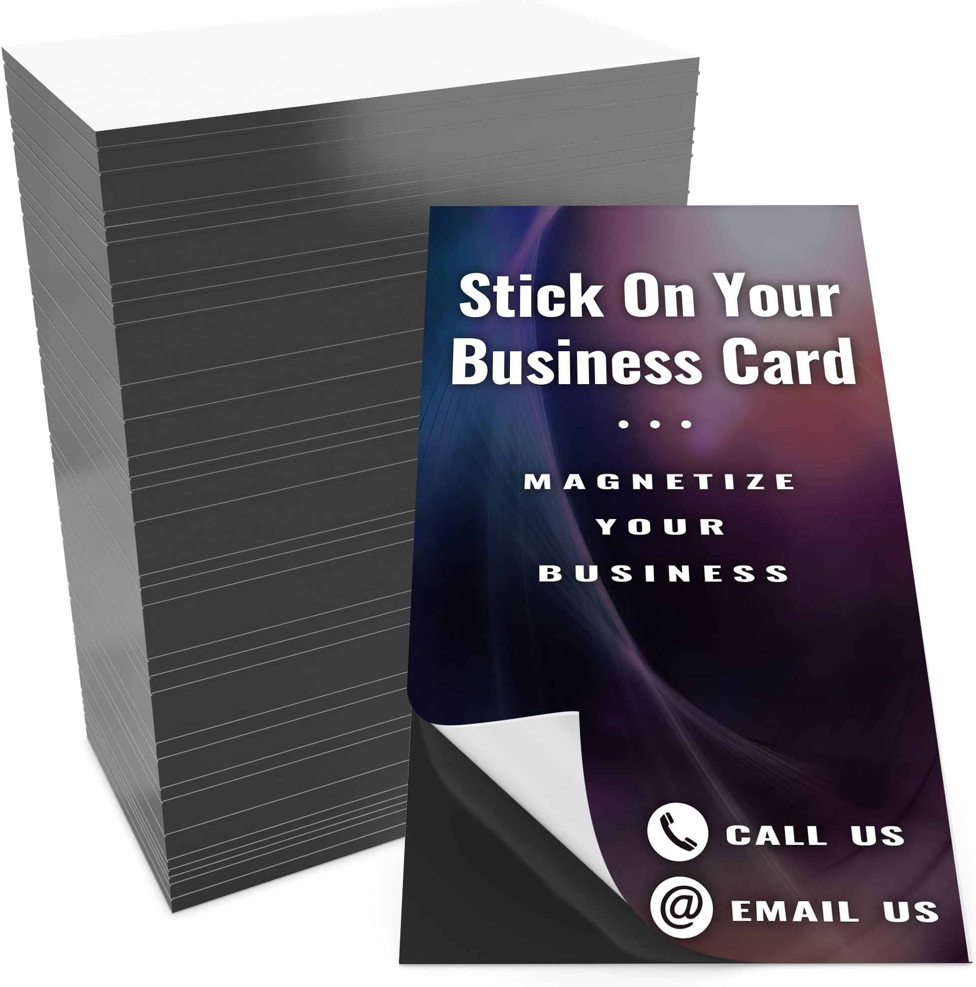 Super Strong, Flexible 3.5x2 in Magnetic Business Card 50Pk. DIY Custom Magnet with Adhesive Back is Great Promotional Product for Contact Info. Peel and Stick Magnets for Realtors or Craft Projects