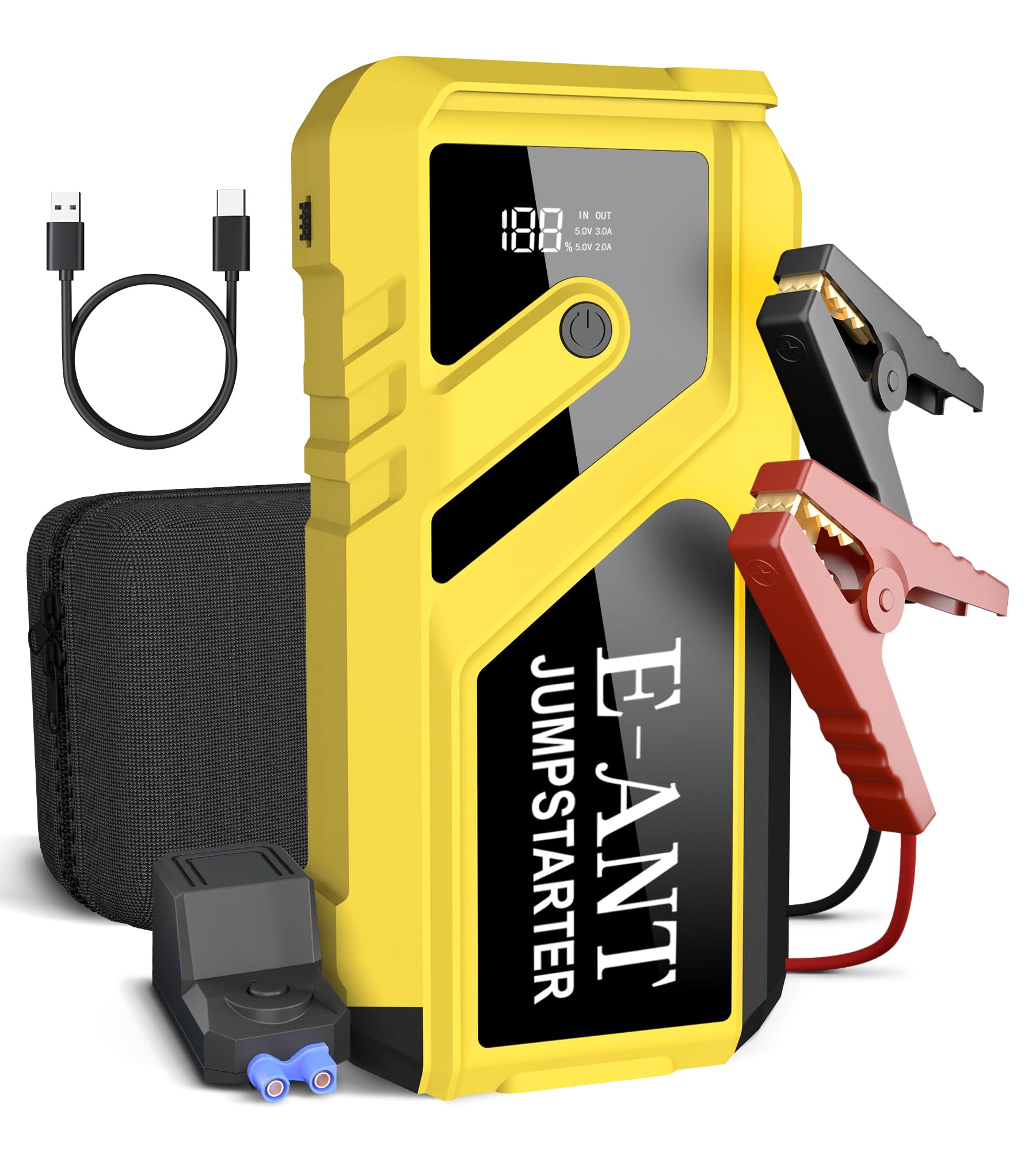 Car Battery Jump Starter, 12V Jump Starter Battery Pack for Up to 8L Gas/5L Diesel, Battery Booster Jump Box, Power Bank USB QC3.0 Outputs Portable Charger, Jumper Cables LED Light