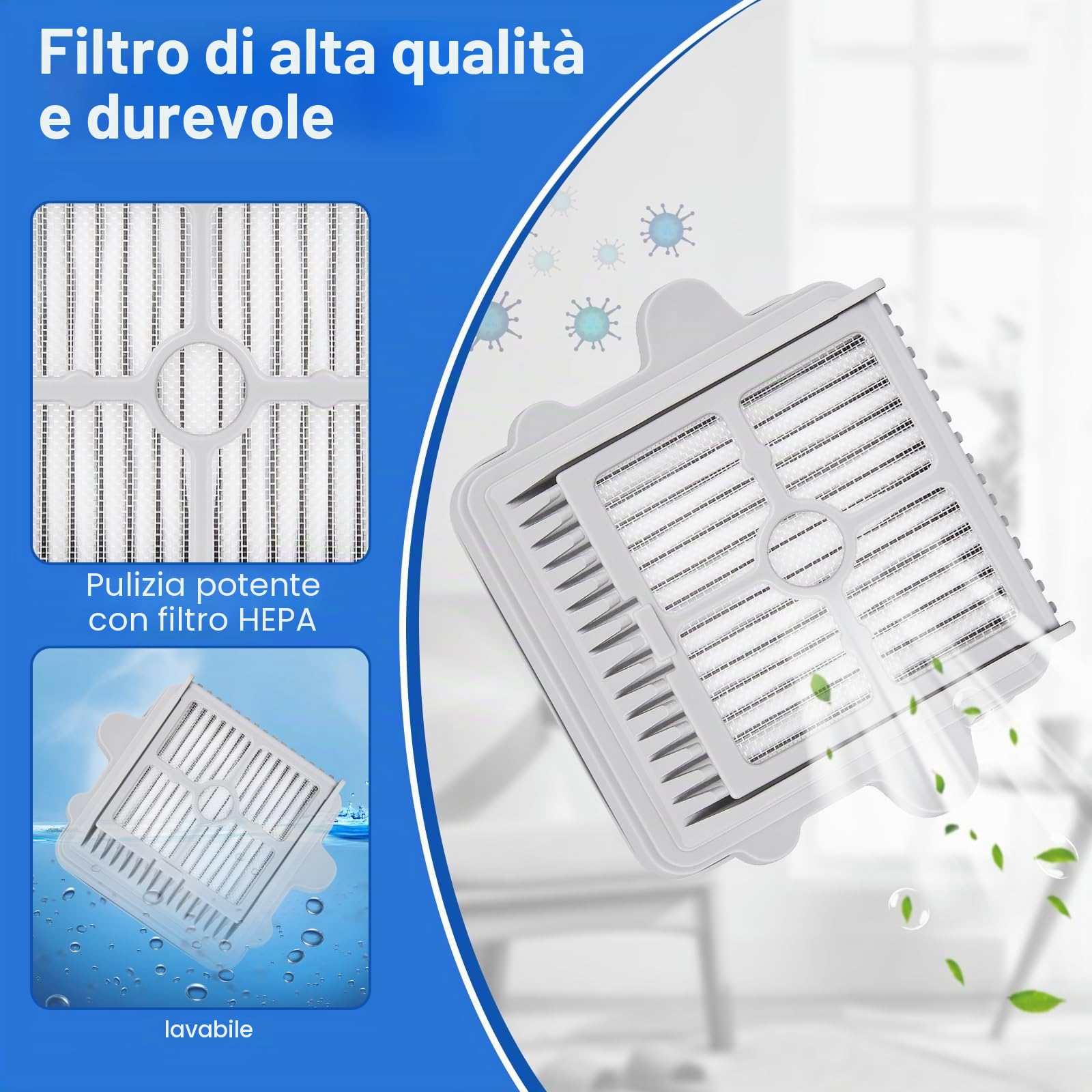 spazzole a Rullo e Filtro HEPA Ricambi per Roborock F25 BX/F25 ACE/F25 GT/F25 RT/F25 LT/F25 ALT/F25/F25 XT/F25 ACE Combo/F25 Combo/F25 Ultra/F25 ACE Pro aspirapolvere senza fili(5 Accessori)