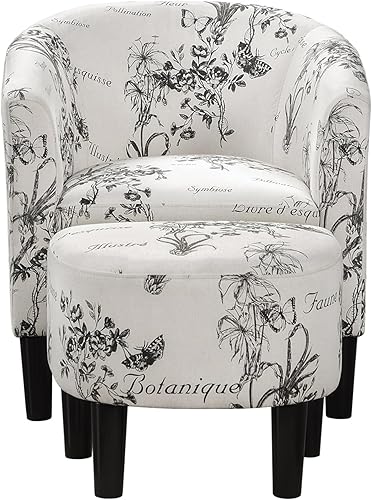 Miniatura 6 de Convenience Concepts Take a Seat Churchill - Silla decorativa con juego otomano de 26.25 pulgadas, silla clásica moderna con respaldo medio con