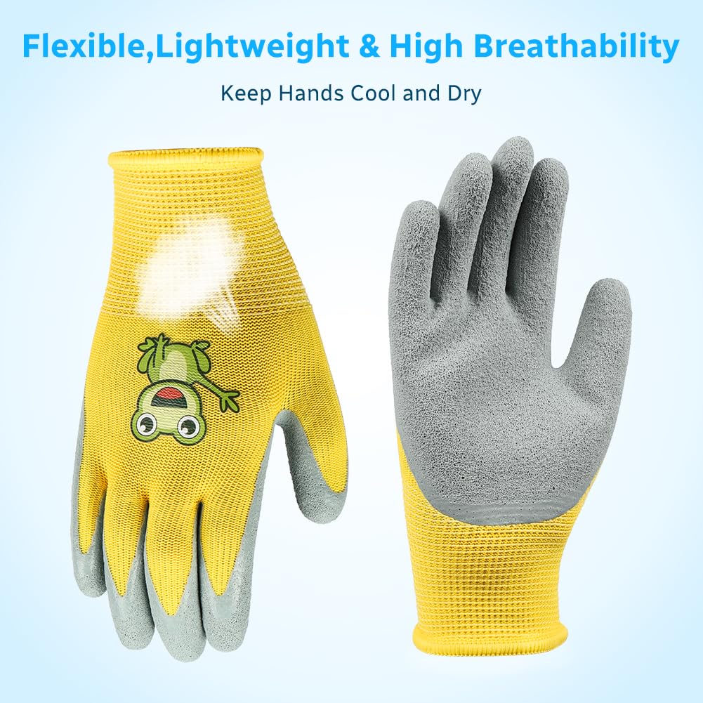 Ainiv 3 works Kids Gardening Gloves for Ages 5-7, Kids Rubber Gloves, Kid Work Glove for Toddlers Youth, Girls, Boys - Image 4