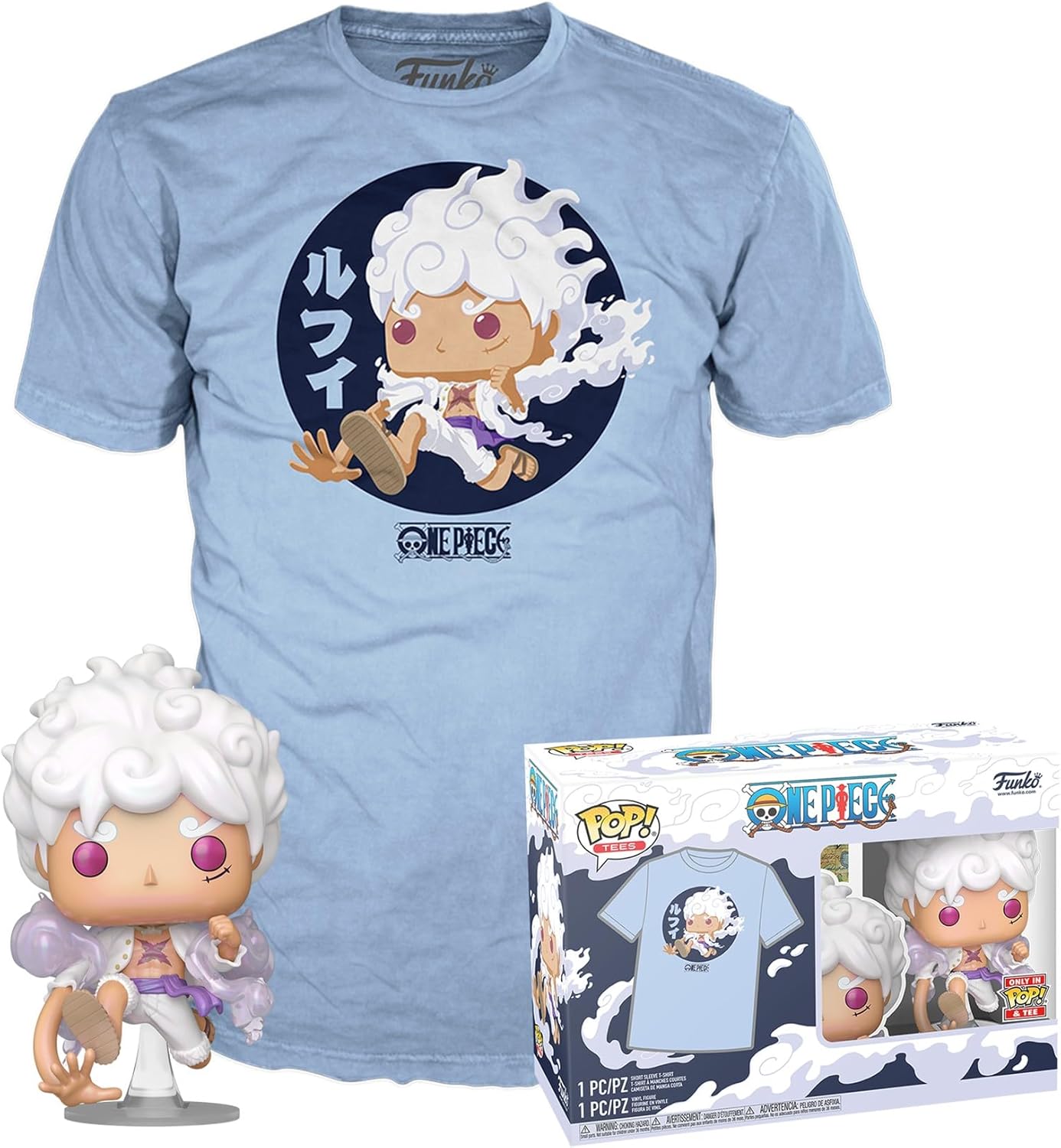 Funko Pop! & TEE: One Piece - Luffy Fifth Gear - S - T-Shirt - Clothes with Collectable Vinyl Figure - Gift Idea - Toys and Short Sleeve Top for Adults Unisex Men and Women - Anime Fans