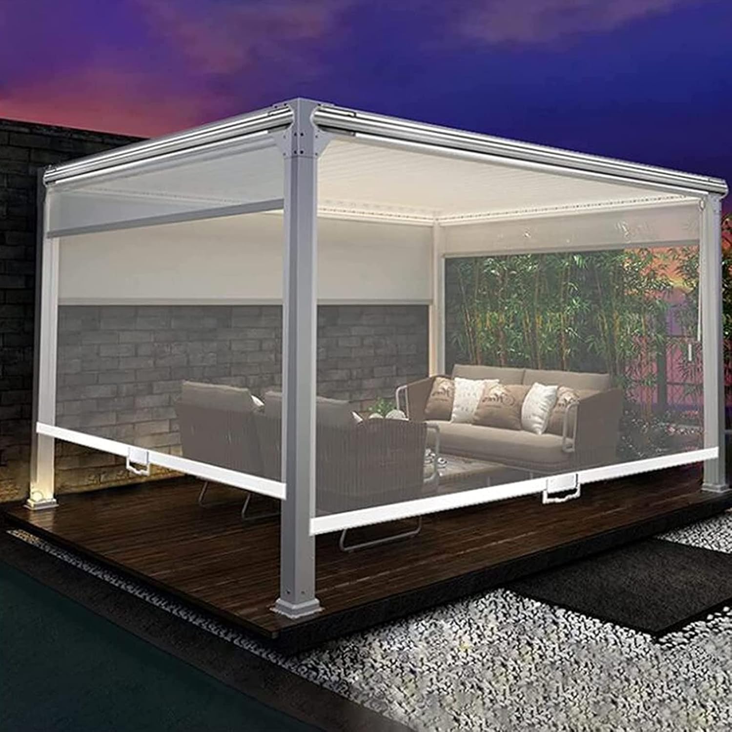 Persianas enrollables para jardin impermeables que frenan el viento en cenadores de exterior