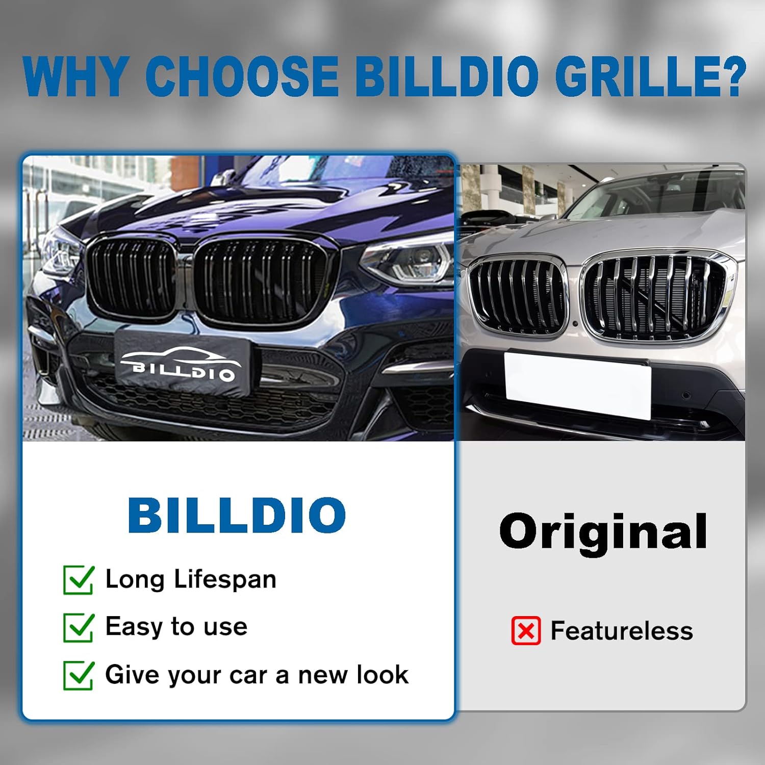 G01 G02 Grille - Black Kidney Grill Compatible with 2018-2021 X3 G01 2019-2021 X4 G02， Double Slats Glossy Black - Image 5