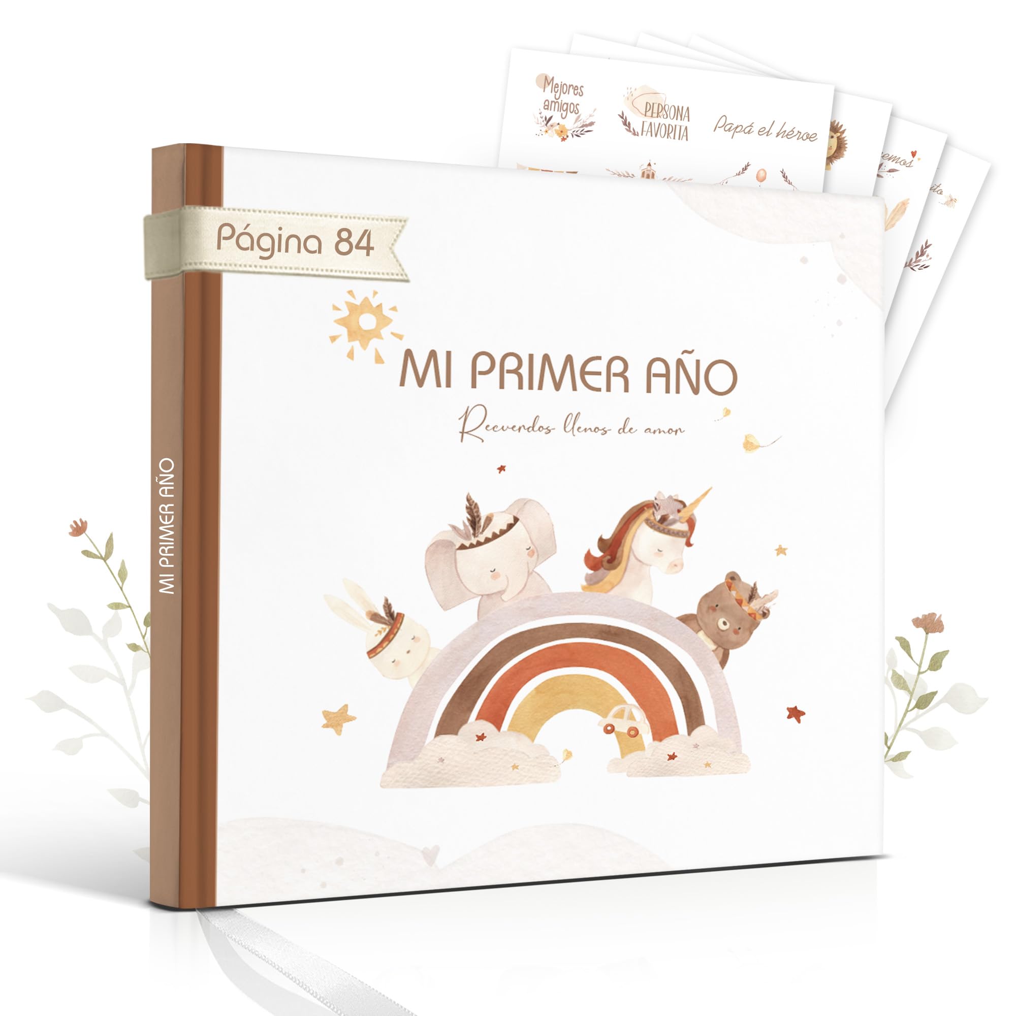 Libro Recuerdos bebe y Album Fotos bebe, 86 Páginas con Pegatinas - Desde el Nacimiento hasta los 1 Años - Baby Shower Regalo bebe Recien Nacido Niño y Niña — view 8