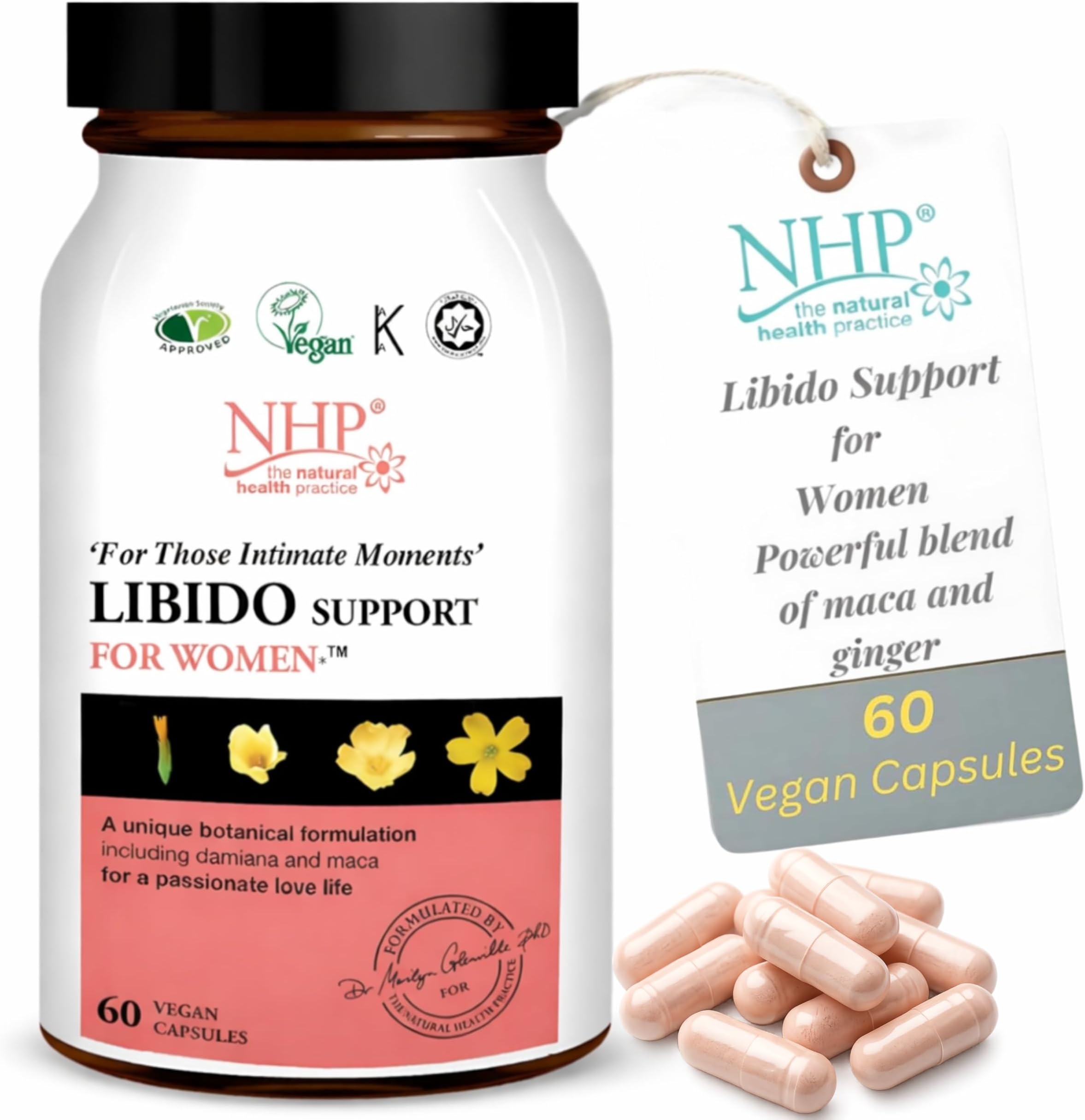 NHP Advanced Libido Support Supplement 60 Vegan Capsules – Herbal Libido Booster for Women with Maca Ginseng Zinc for Sexual Wellness Vitality Energy Stamina & Enhanced Intimacy