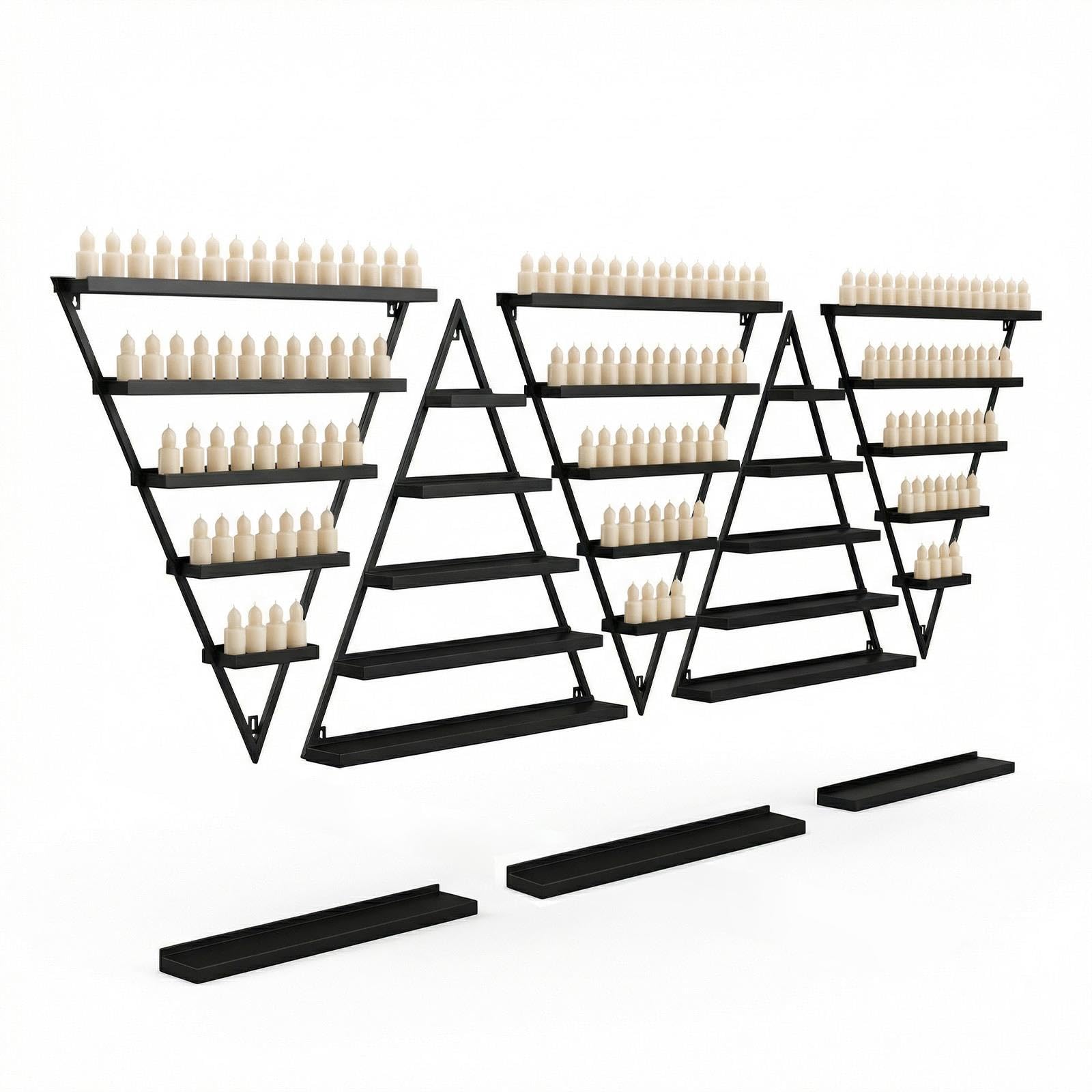 10PCS Black Iron Nail Polish Rack, 5-Tier Triangular Shelves Wall Rack Nail Polish Organizer for Home Spa and Nail Salon, Versatile Rust-Resistant Organizer for Nail Polish & Acrylic Powder