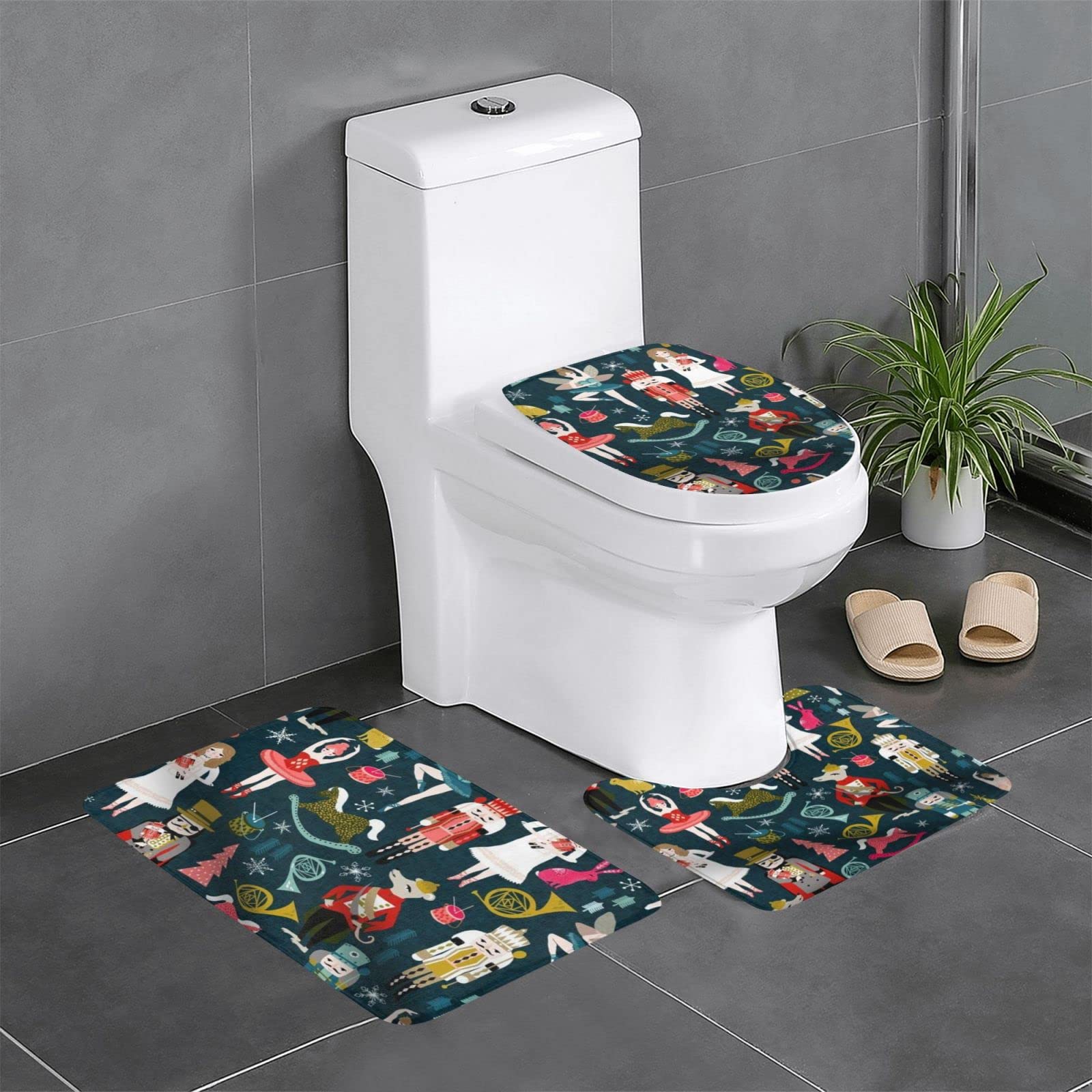 Tapis de salle de bain de Noël motif danse et casse-noisette pour décoration féerique