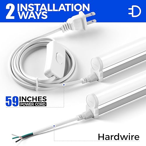 Miniatura 5 de Barrina Paquete de 6 Artefacto individual candil LED T5integrado 4 pies 2200lm 6500K Blanco súper claro 20W Luz para tienda techo y debajo clóset