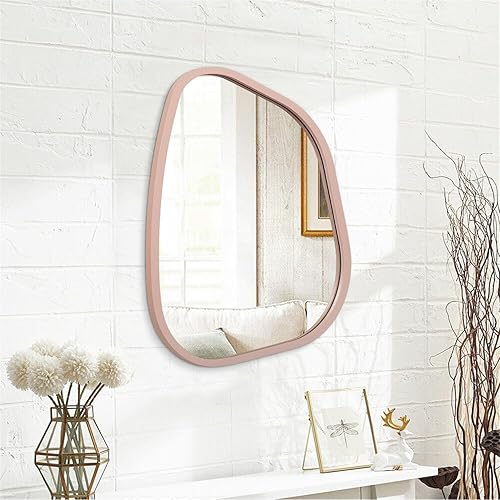 Miniatura 145 de Espejo de pared irregular de 26 x 18 pulgadas, espejo de baño grande asimétrico con marco de madera, espejos decorativos artísticos modernos