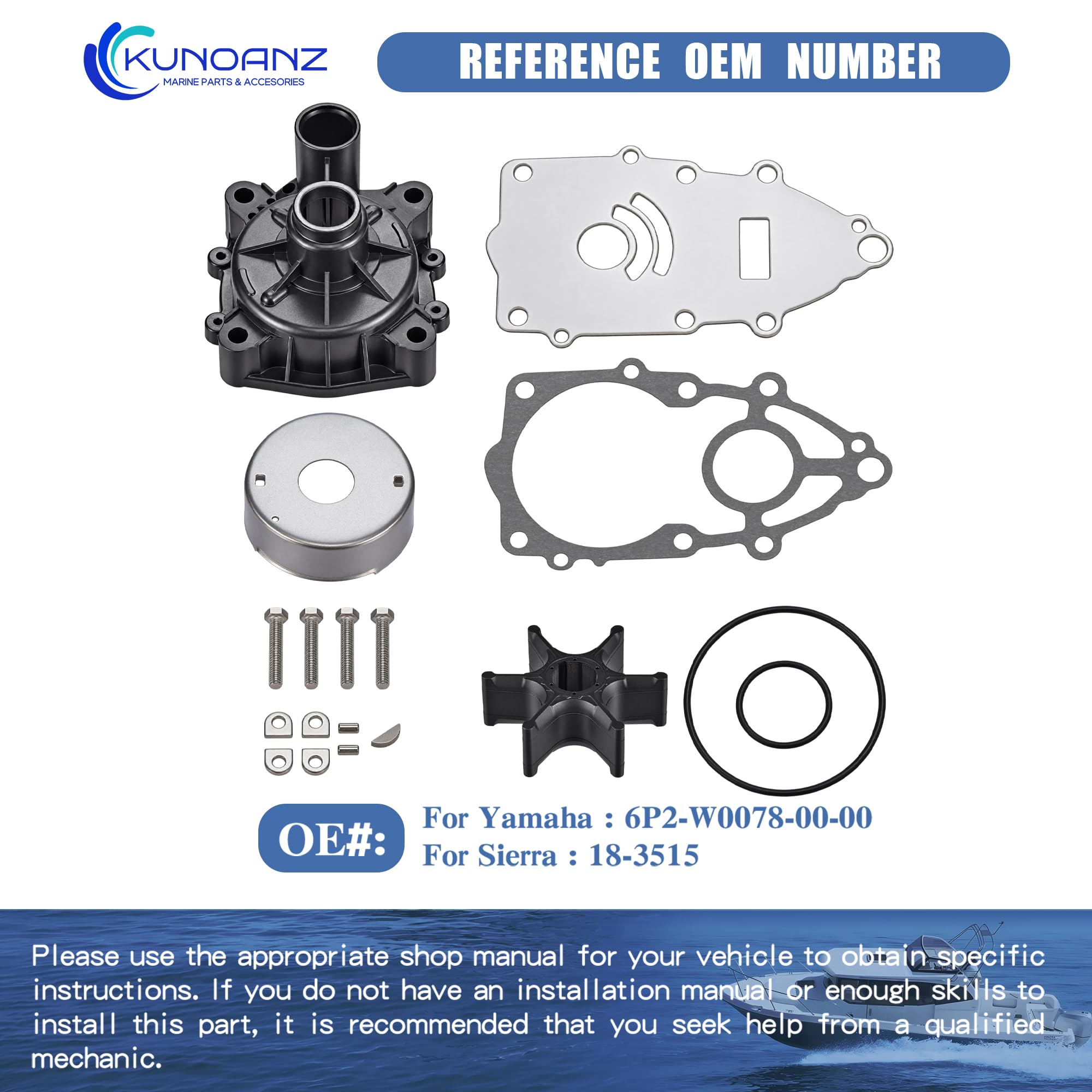 Yamaha Outboard Impeller Repair Kit - 6P2-W0078 -3 Yamaha Outboard Impeller Repair Kit - 6P2-W0078 -3