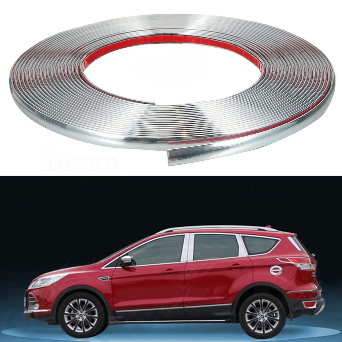 Speed 99~RPM Luxury Chrome Beading roll 10MM 15Mts Styling Decoration Moulding Trim Body Protect Sticker Doors and Lower Windows, Bumper for car Exterior Accessories (15 Metre)